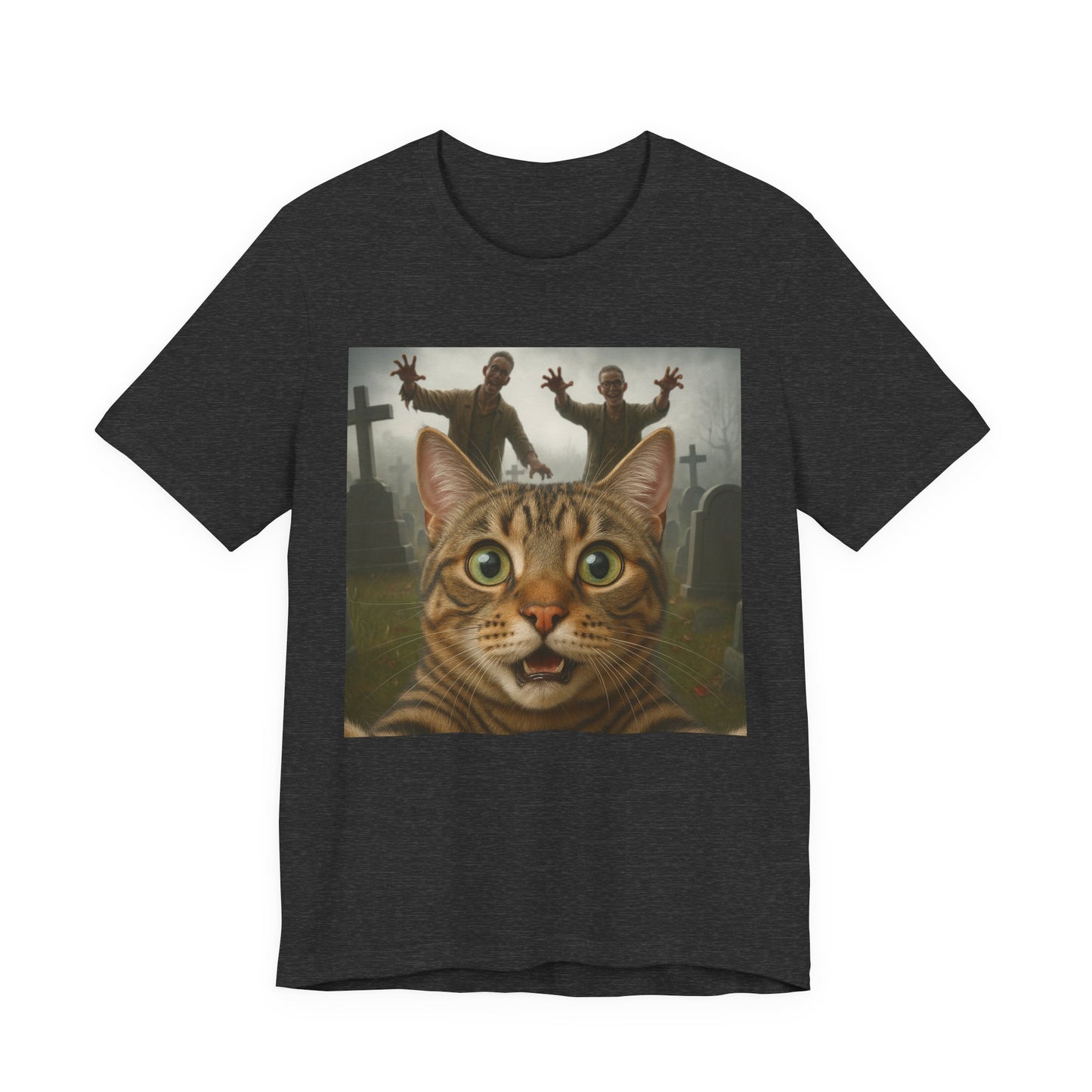 Zombie Cat Halloween Tee, Cute Cat Shirt, Unisex Graphic Tee, Funny Pet Lover Gift, Halloween Costume Top - Riff Raff Wear
