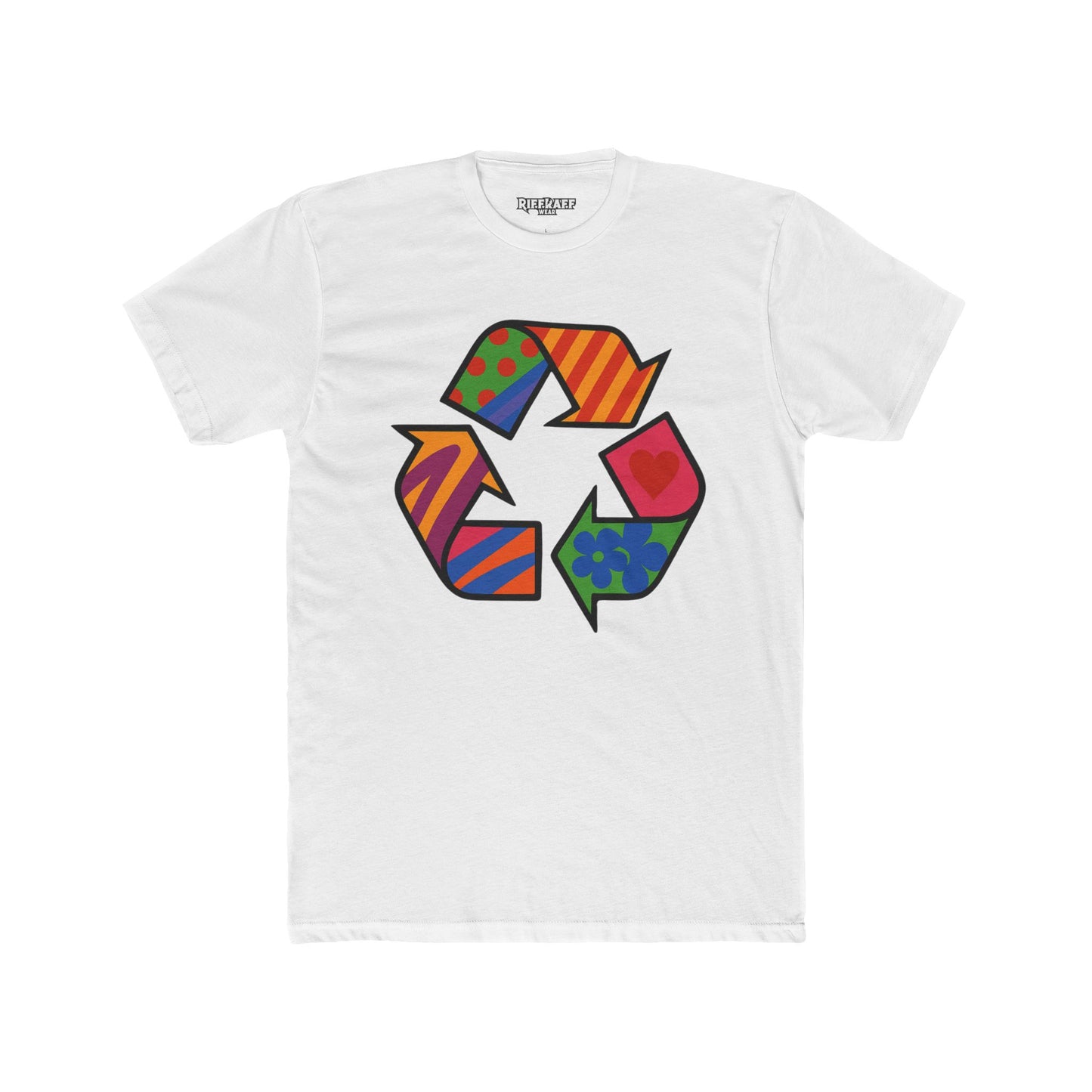 Colorful Recycle Symbol Unisex Cotton Crew Tee - Eco-Friendly Fashion - Riff Raff Wear
