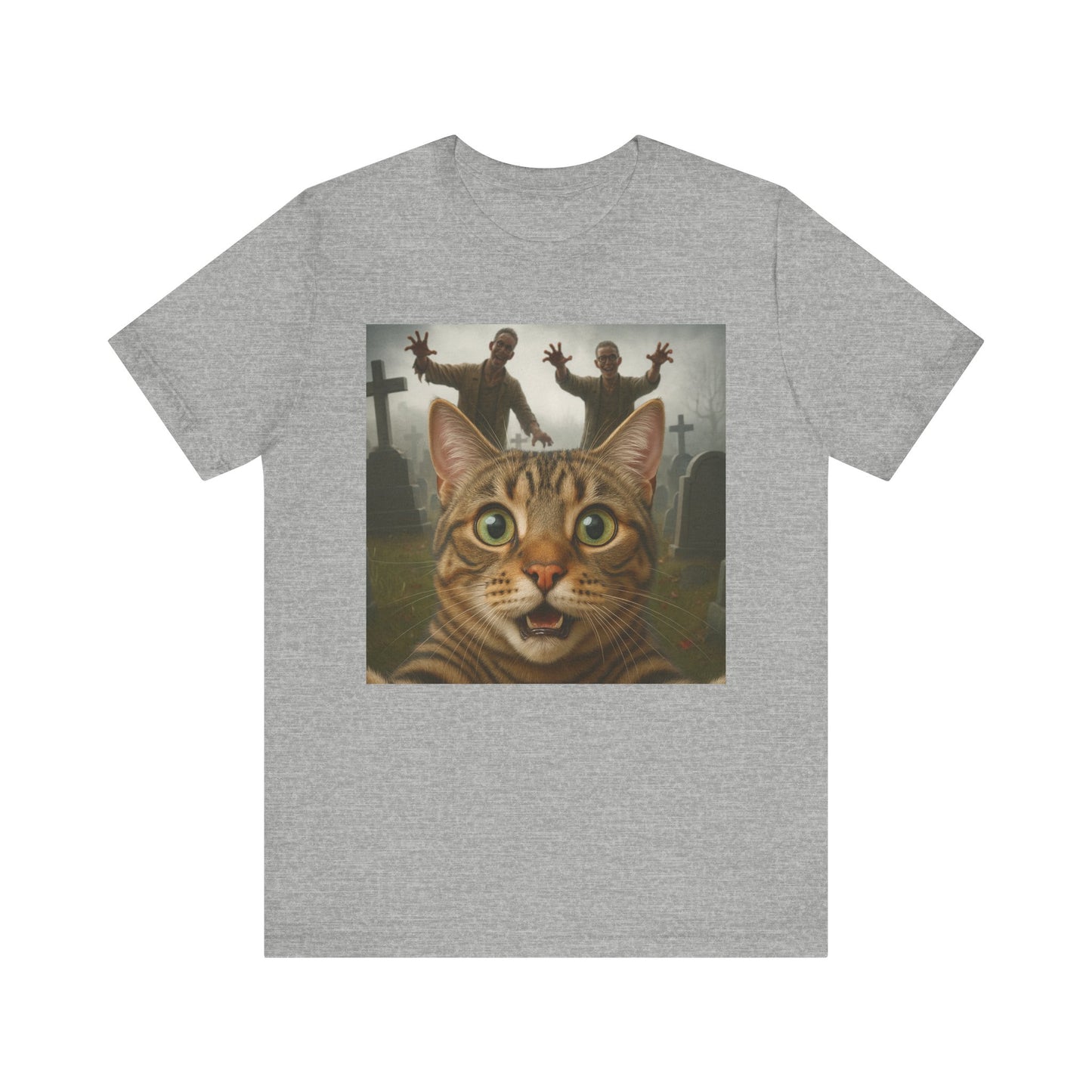 Zombie Cat Halloween Tee, Cute Cat Shirt, Unisex Graphic Tee, Funny Pet Lover Gift, Halloween Costume Top - Riff Raff Wear