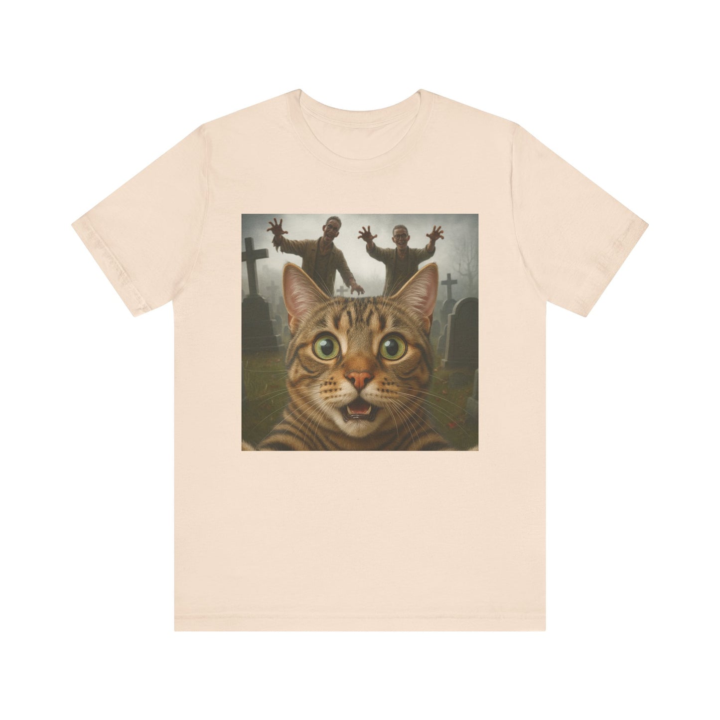 Zombie Cat Halloween Tee, Cute Cat Shirt, Unisex Graphic Tee, Funny Pet Lover Gift, Halloween Costume Top - Riff Raff Wear