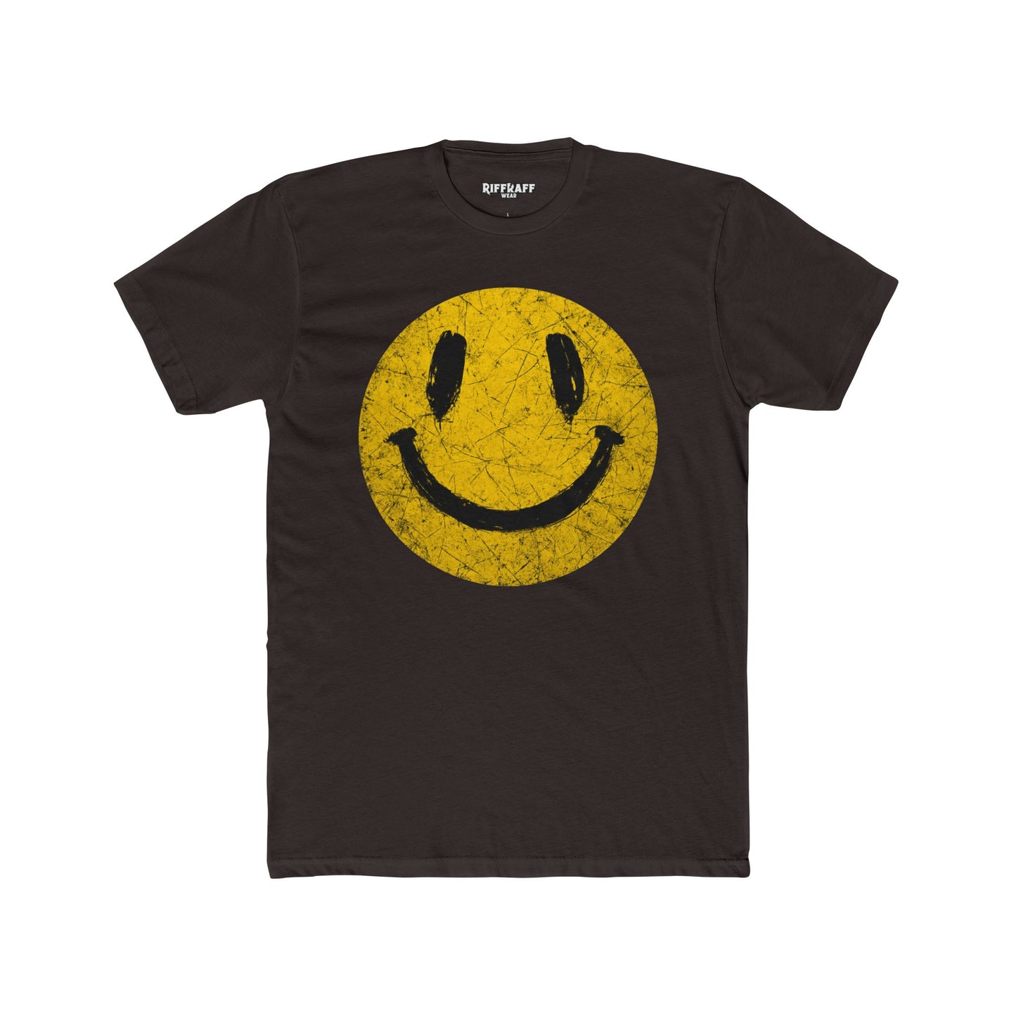 Retro Smiley Face Unisex Cotton Crew Tee - Joyful Vibe T-Shirt - Riff Raff Wear