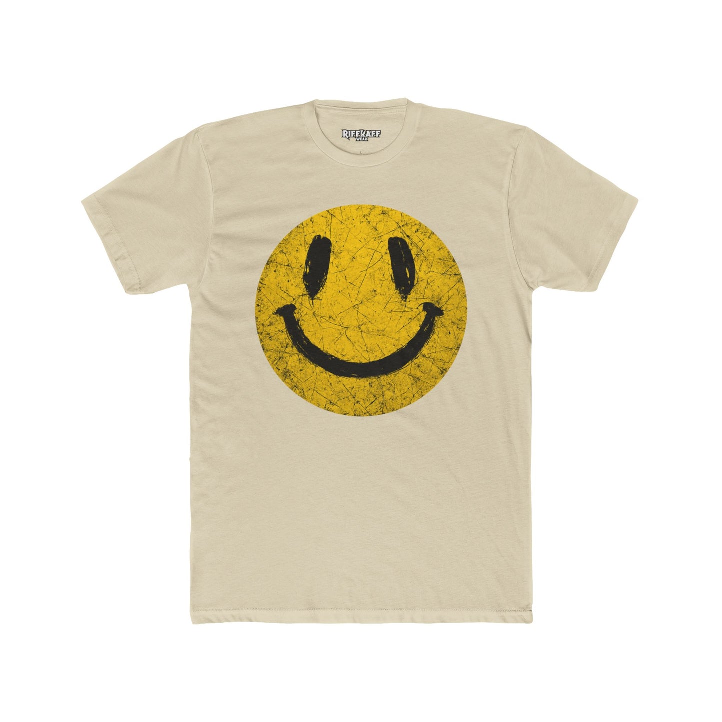Retro Smiley Face Unisex Cotton Crew Tee - Joyful Vibe T-Shirt - Riff Raff Wear