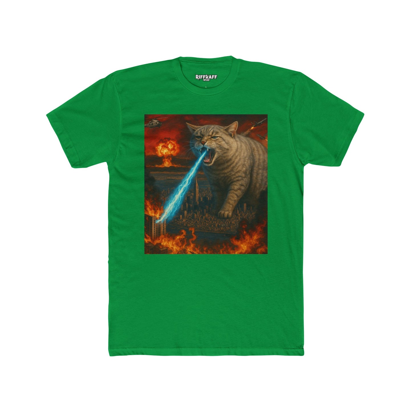 Epic Cat Battle Unisex Cotton Crew Tee - Fun Graphic Tee for Animal Lovers - Riff Raff Wear