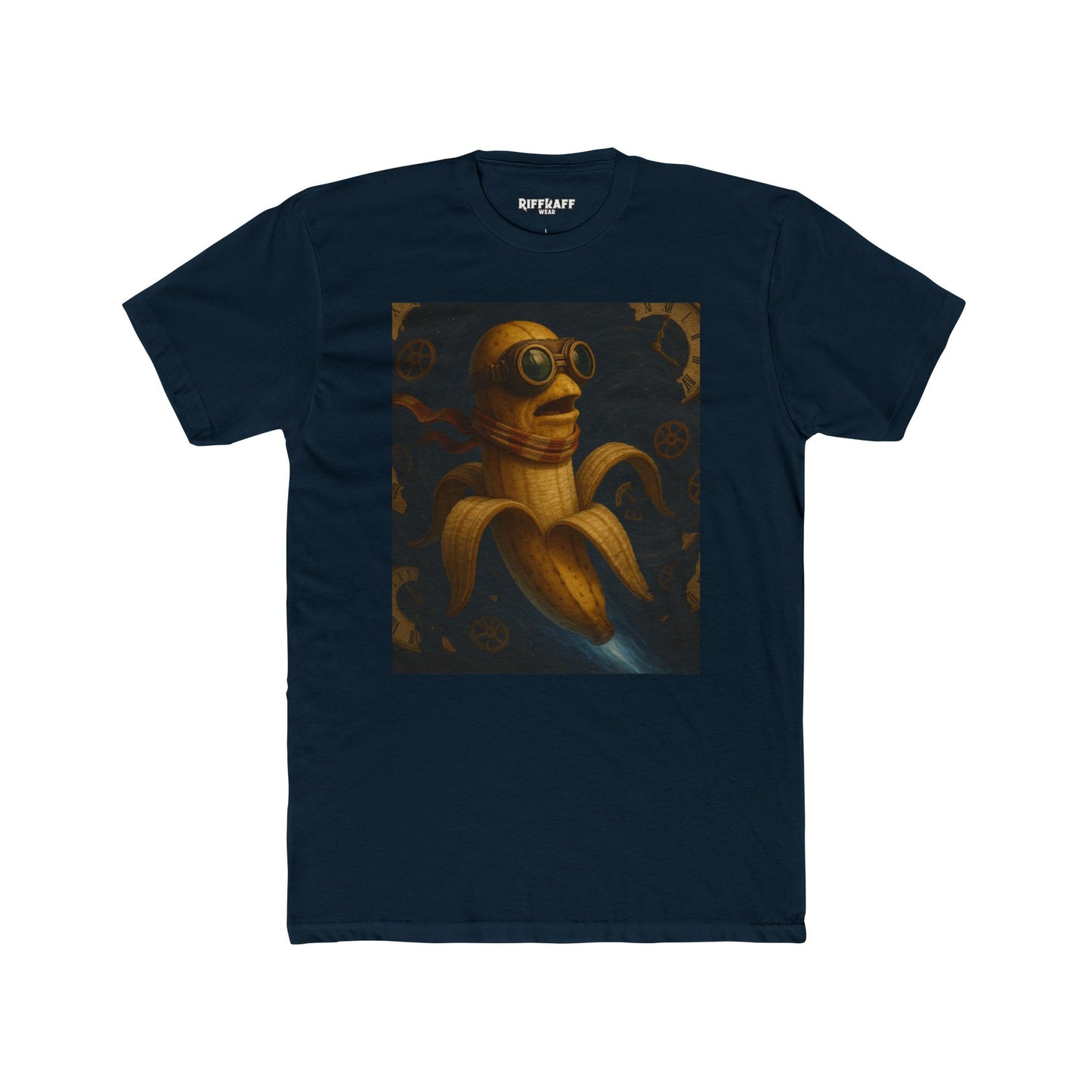 Whimsical Banana Time Traveler Unisex Cotton Crew Tee – Fun & Unique Graphic T-Shirt - Riff Raff Wear