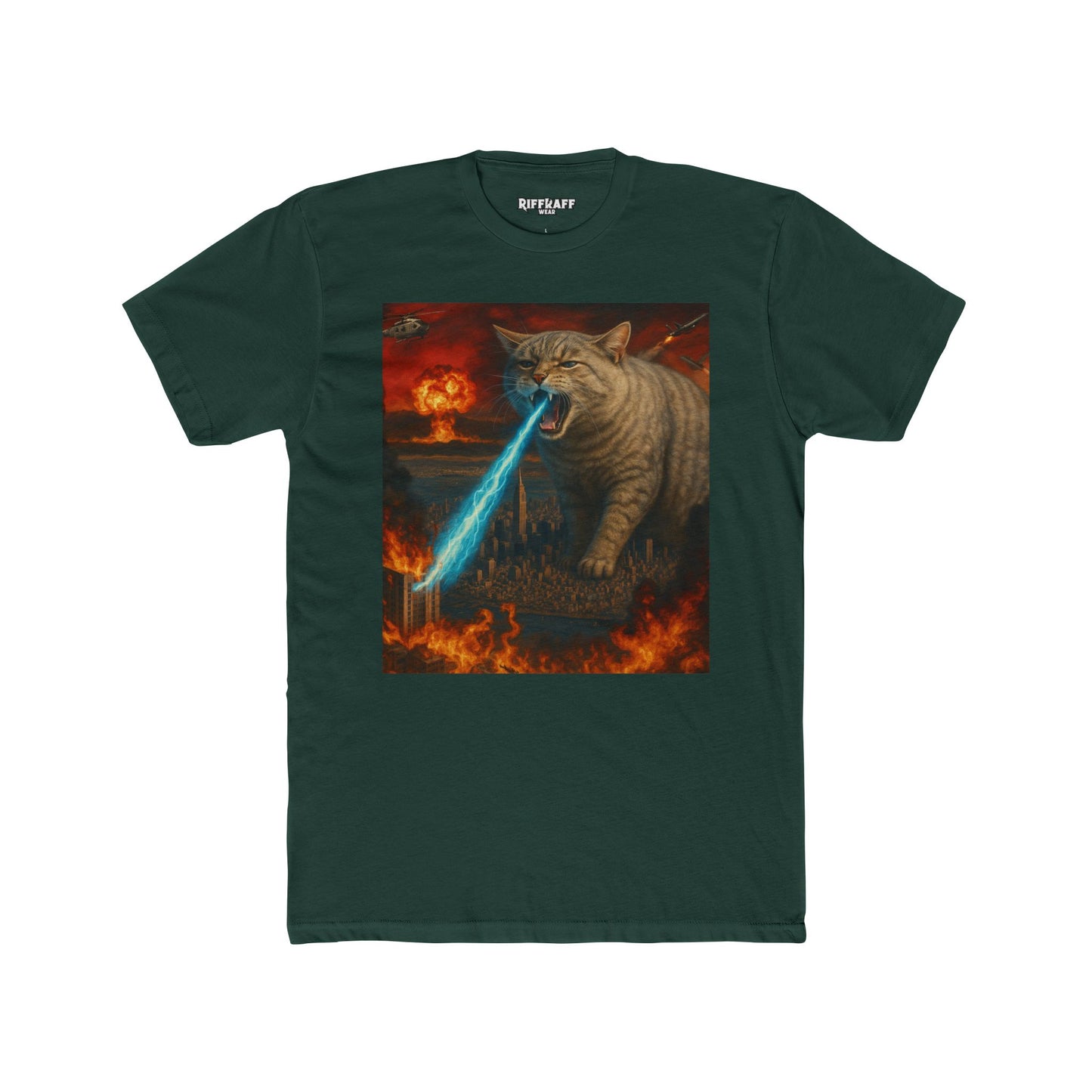 Epic Cat Battle Unisex Cotton Crew Tee - Fun Graphic Tee for Animal Lovers - Riff Raff Wear