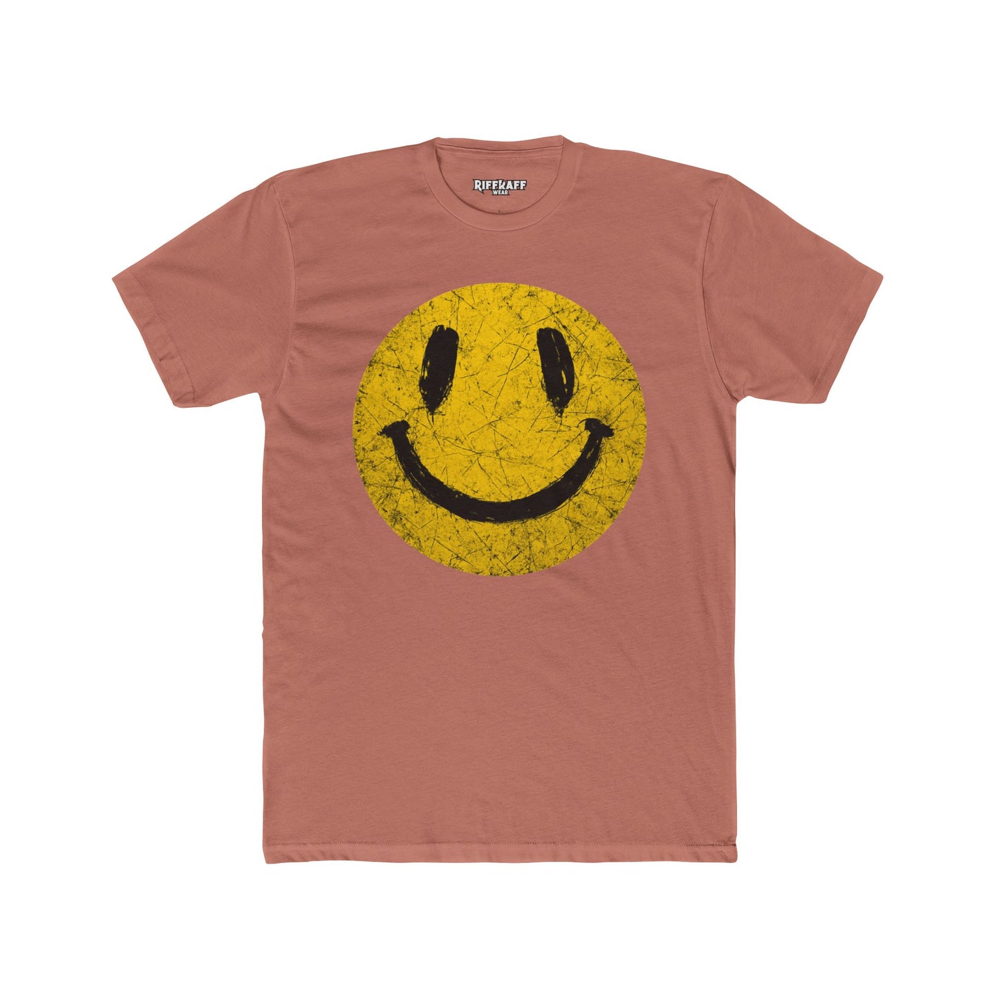 Retro Smiley Face Unisex Cotton Crew Tee - Joyful Vibe T-Shirt - Riff Raff Wear