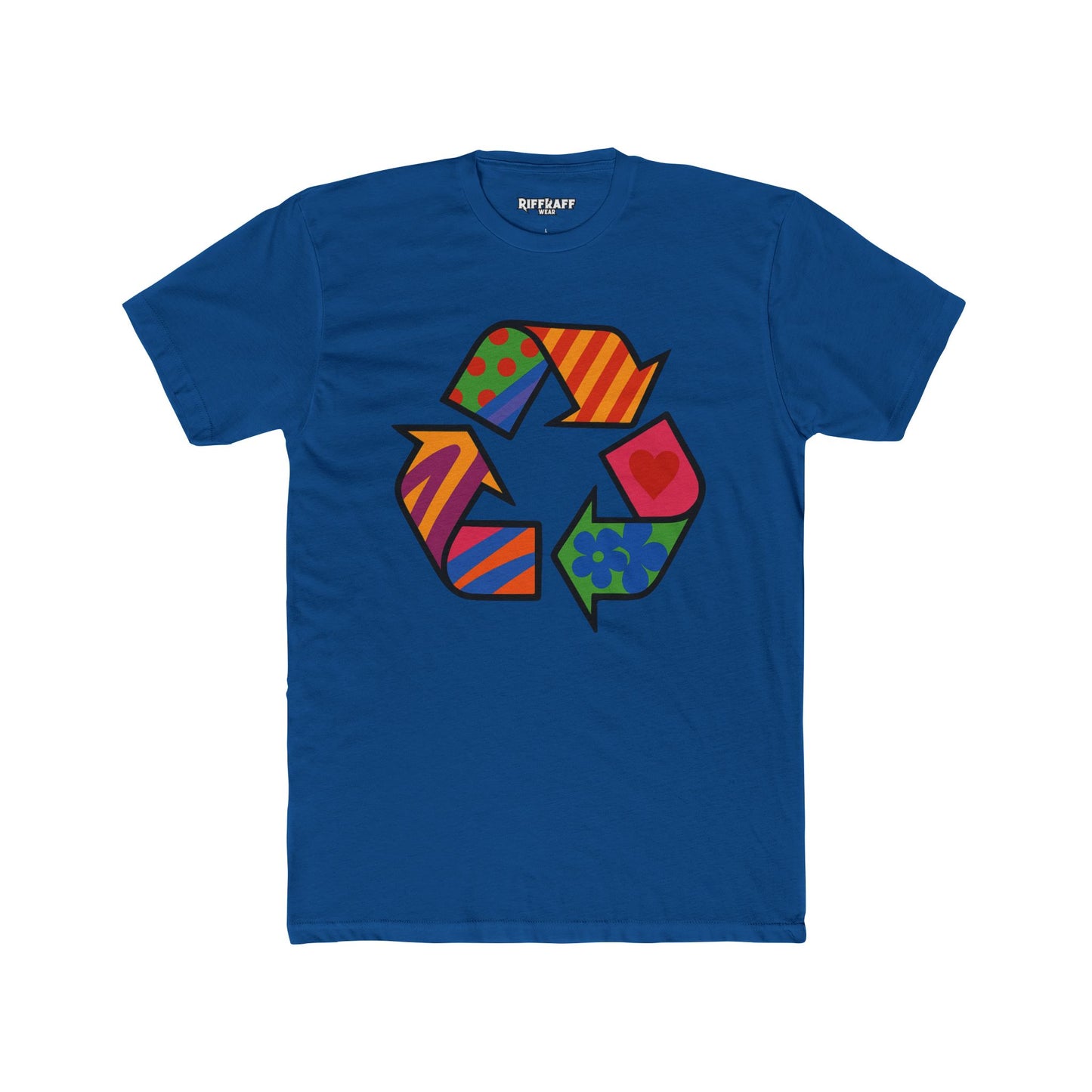 Colorful Recycle Symbol Unisex Cotton Crew Tee - Eco-Friendly Fashion - Riff Raff Wear