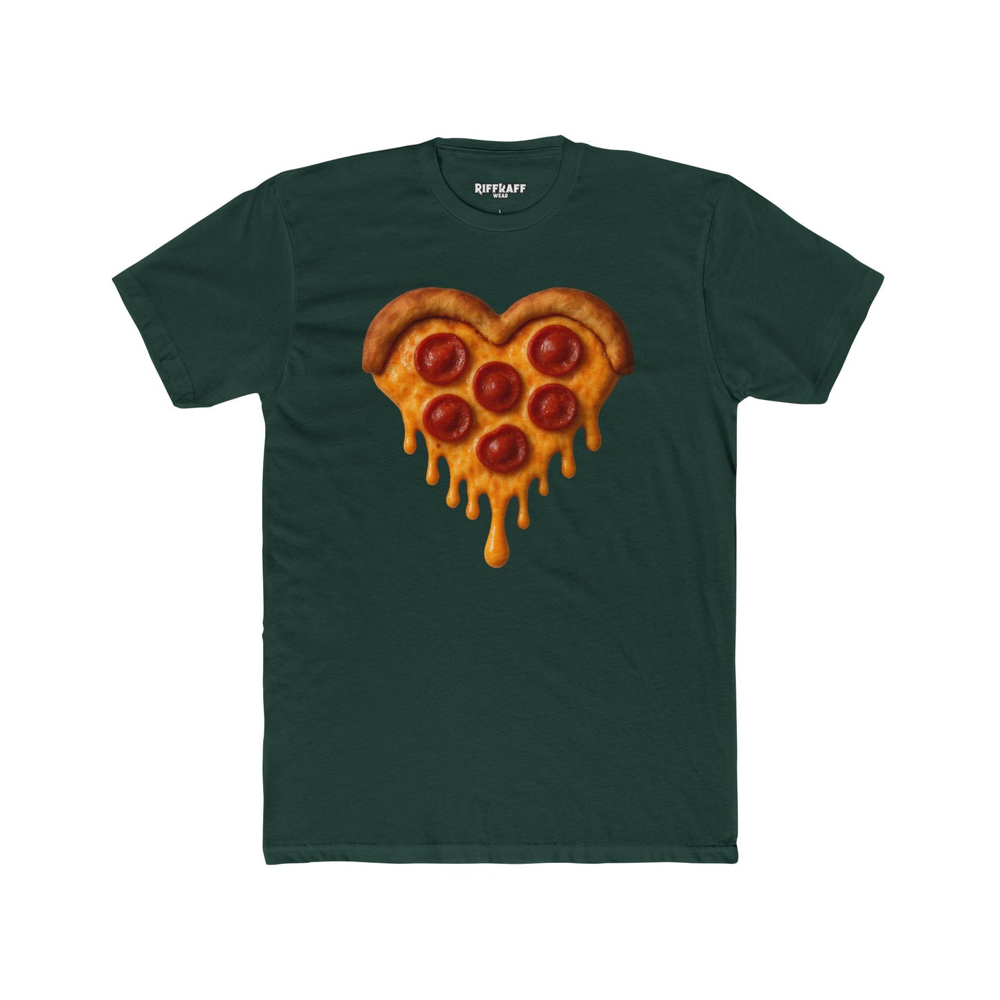 Heart-Shaped Pizza Unisex Cotton Crew Tee - Fun Foodie Apparel - Riff Raff Wear