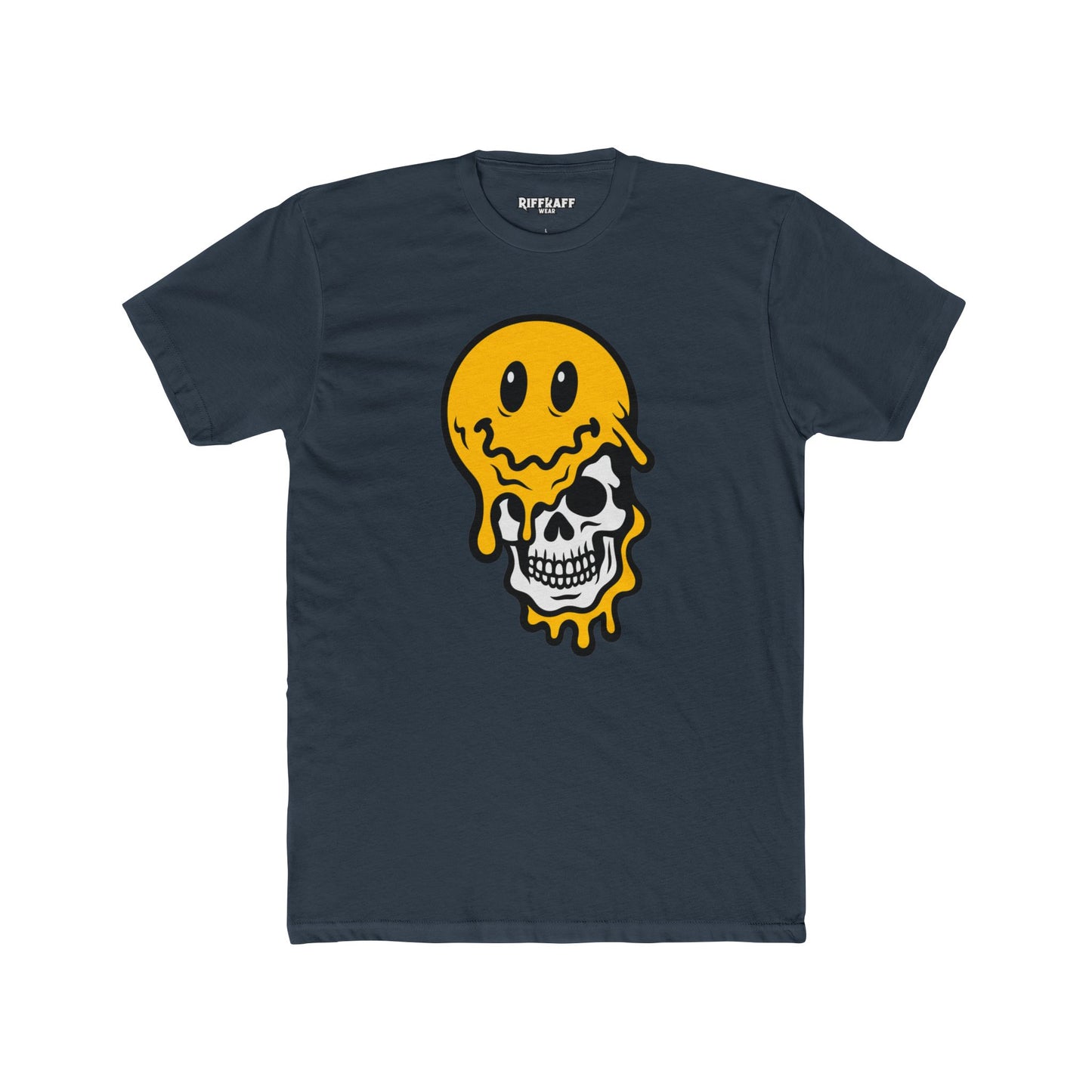 Trendy Graphic Tee: Melting Smile Skull Design - Unisex Cotton Crew Shirt, Casual Wear, Streetwear