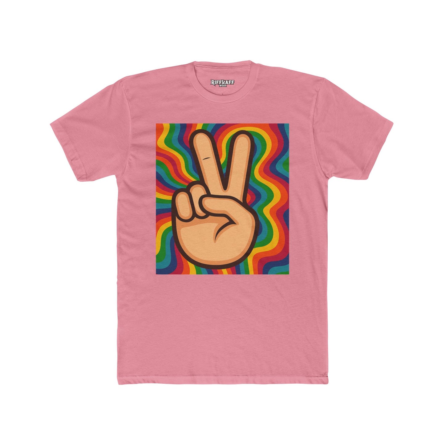 Retro Peace Sign Unisex Cotton Crew Tee - Colorful Vibe Fashion - Riff Raff Wear