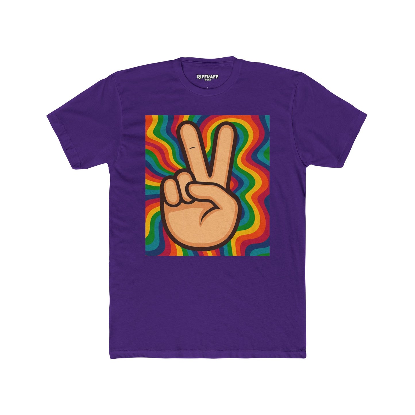 Retro Peace Sign Unisex Cotton Crew Tee - Colorful Vibe Fashion - Riff Raff Wear