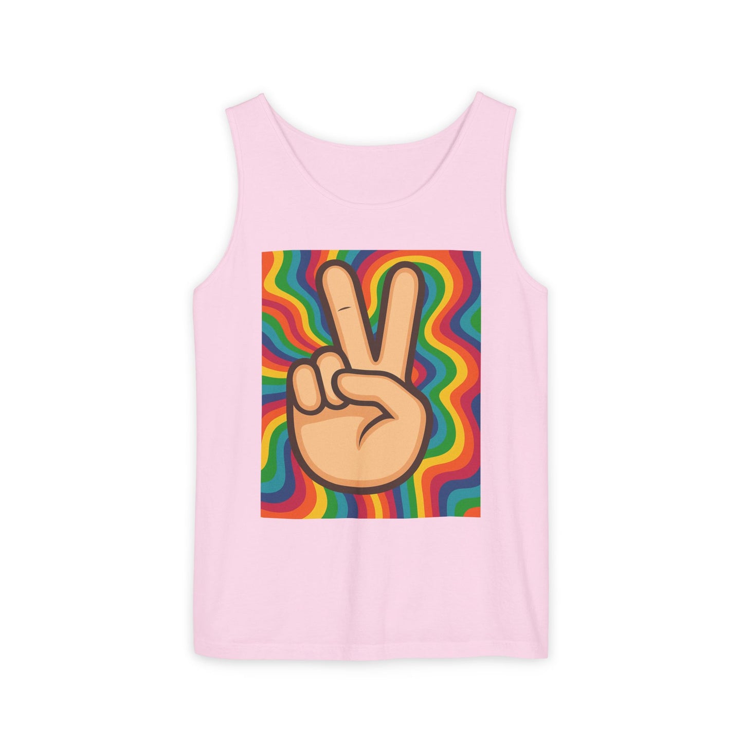 Unisex Peace Sign Tank Top - Vibrant Garment-Dyed Casual Wear - Riff Raff Wear