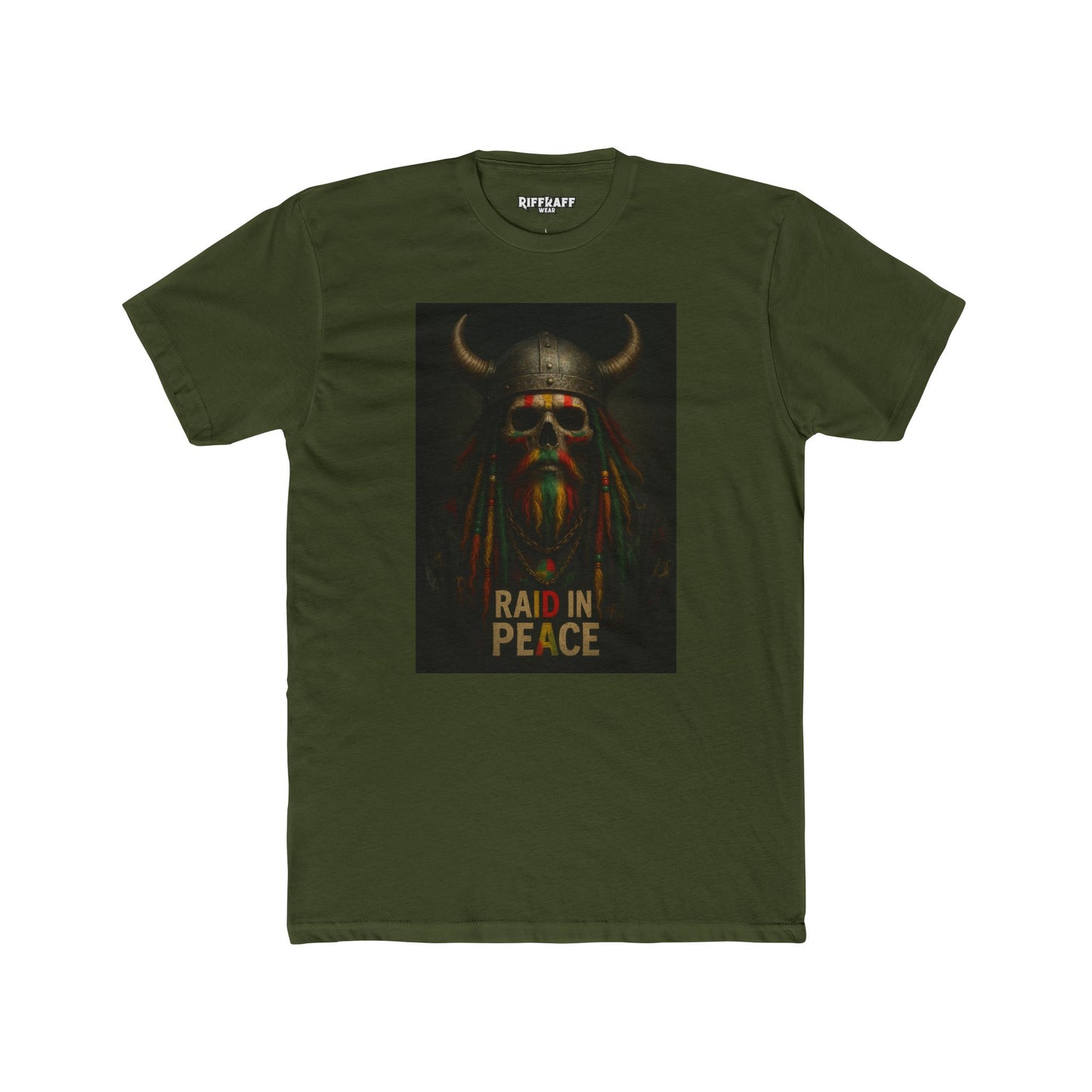 Raid in Peace Viking Unisex Cotton Crew Tee - Casual Graphic T-Shirt for Norse Mythology Fans - Riff Raff Wear