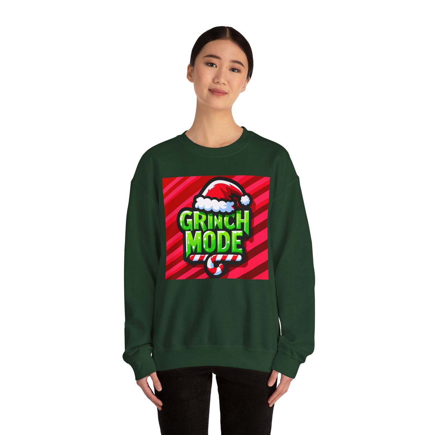 Grinch Mode Crewneck Sweatshirt, Christmas Attire, Holiday Sweatshirt, Festive Gift, Cozy Winter Wear, Funny Christmas Sweater - Riff Raff Wear
