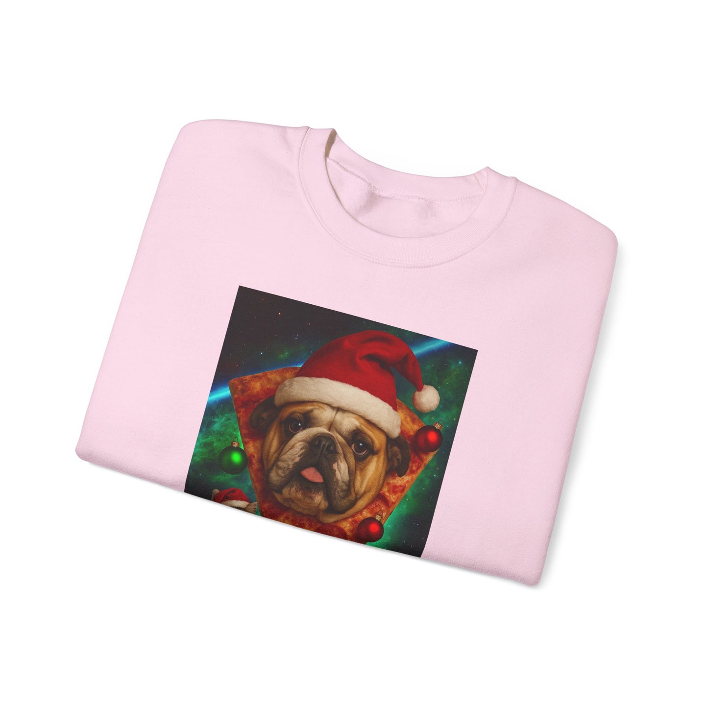 Festive Dog Pizza Sweatshirt, Holiday Gift, Christmas Apparel, Unisex Crewneck, Dog Lover Sweatshirt - Riff Raff Wear