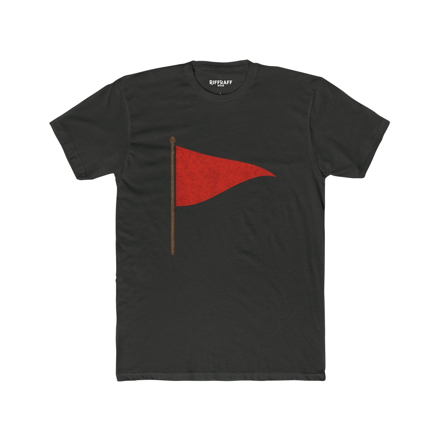 Unisex Cotton Crew Tee with Red Flag Design - Casual Wear for Trendsetters - Riff Raff Wear