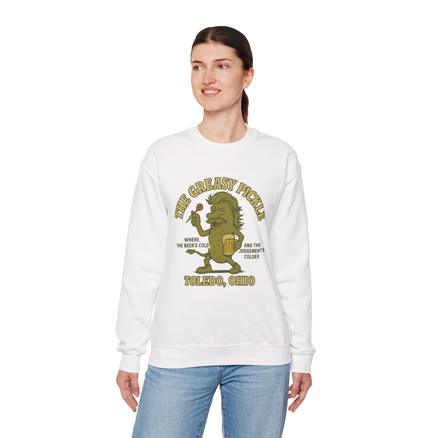 Greasy Pickle Crewneck Sweatshirt - Fun & Cozy Apparel for Beer Lovers - Riff Raff Wear