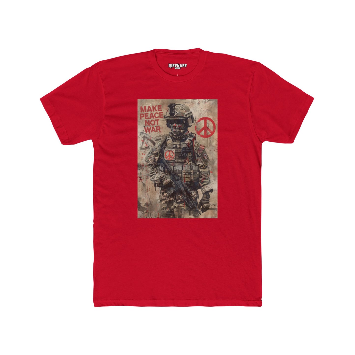 Unisex Cotton Crew Tee - Make Peace Not War Political Art - Riff Raff Wear