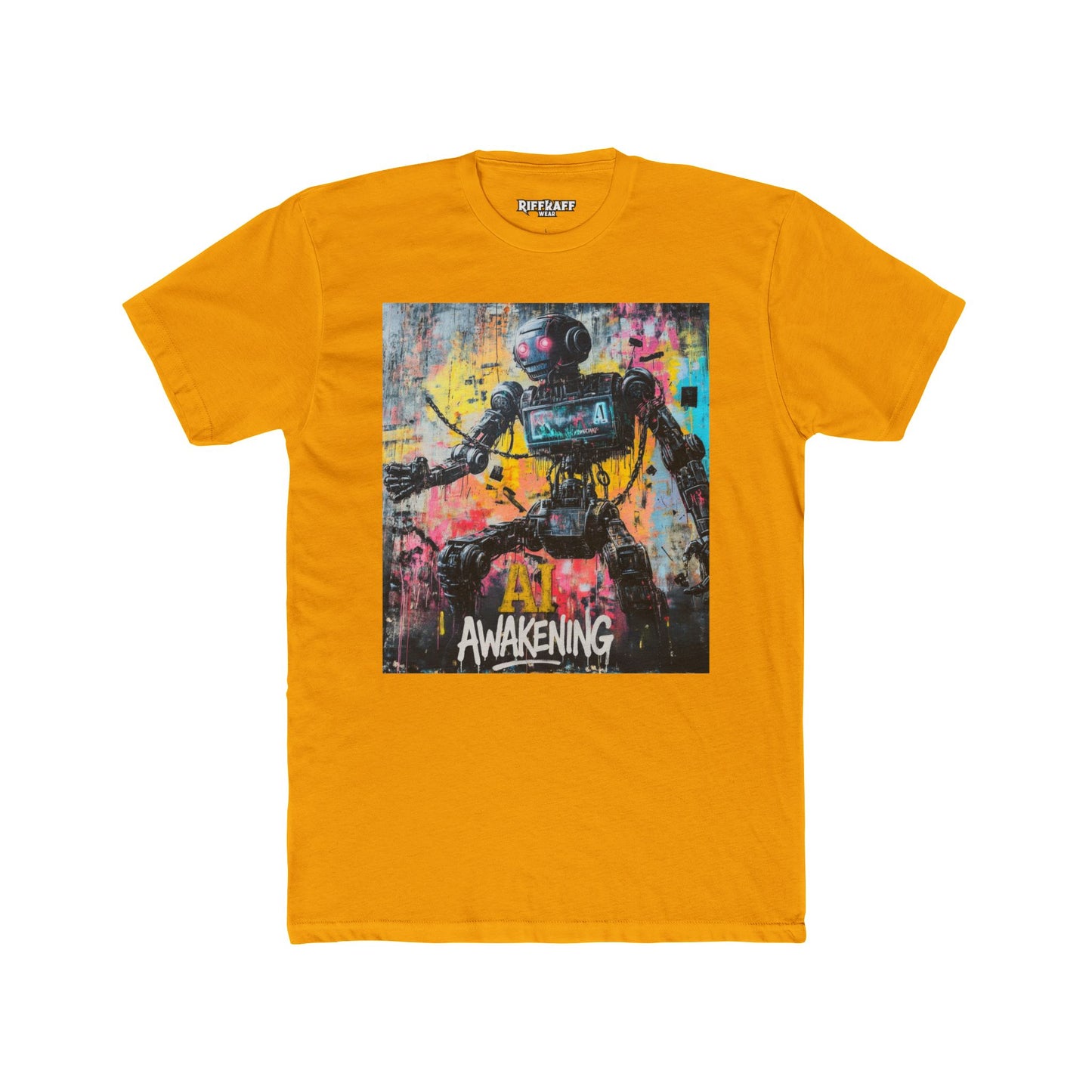 AI Awakening Unisex Cotton Crew Tee - Futuristic Art T-Shirt - Riff Raff Wear