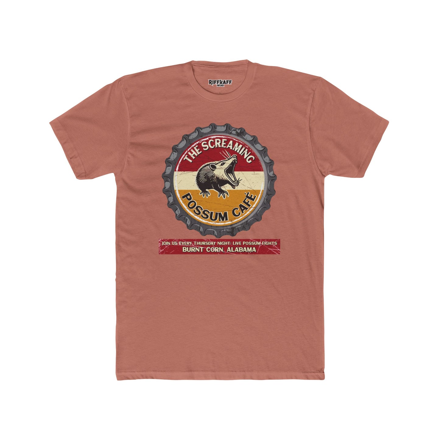 The Screaming Possum Unisex Cotton Crew Tee - Fun & Retro Graphic Shirt - Riff Raff Underground