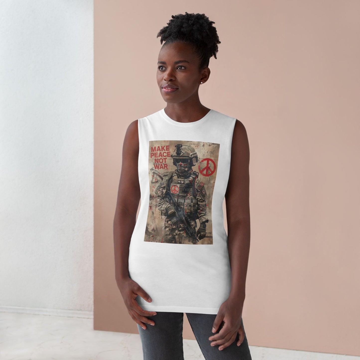 Make Peace Not War Unisex Tank Top - Casual Military-Inspired Tee - Riff Raff Wear