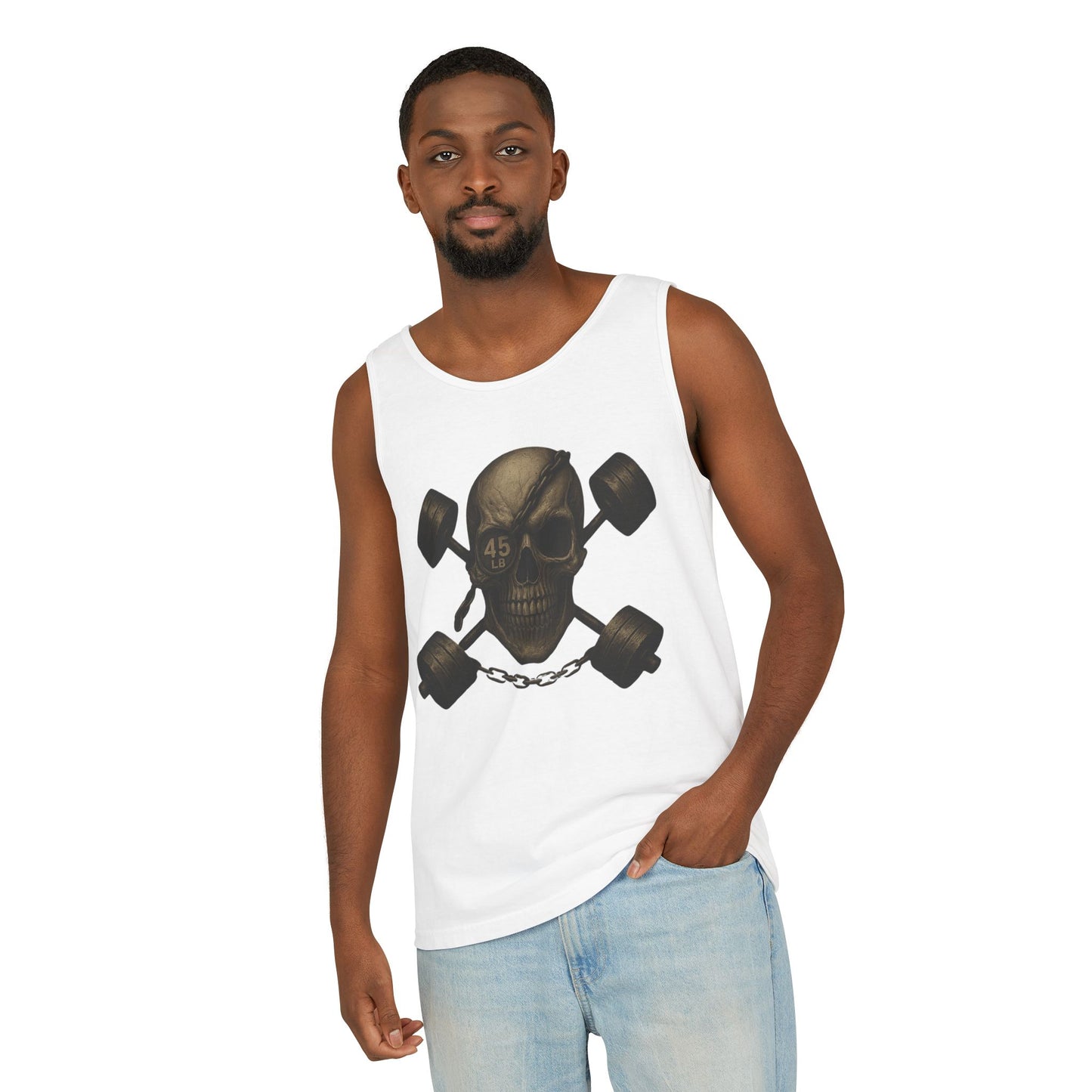 Skull Weightlifting Tank Top for Fitness Enthusiasts - Riff Raff Wear