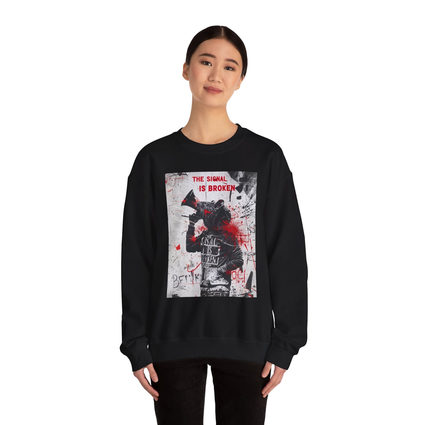 Unisex Crewneck Sweatshirt - "The Signal is Broken" Graphic Design - Riff Raff Wear