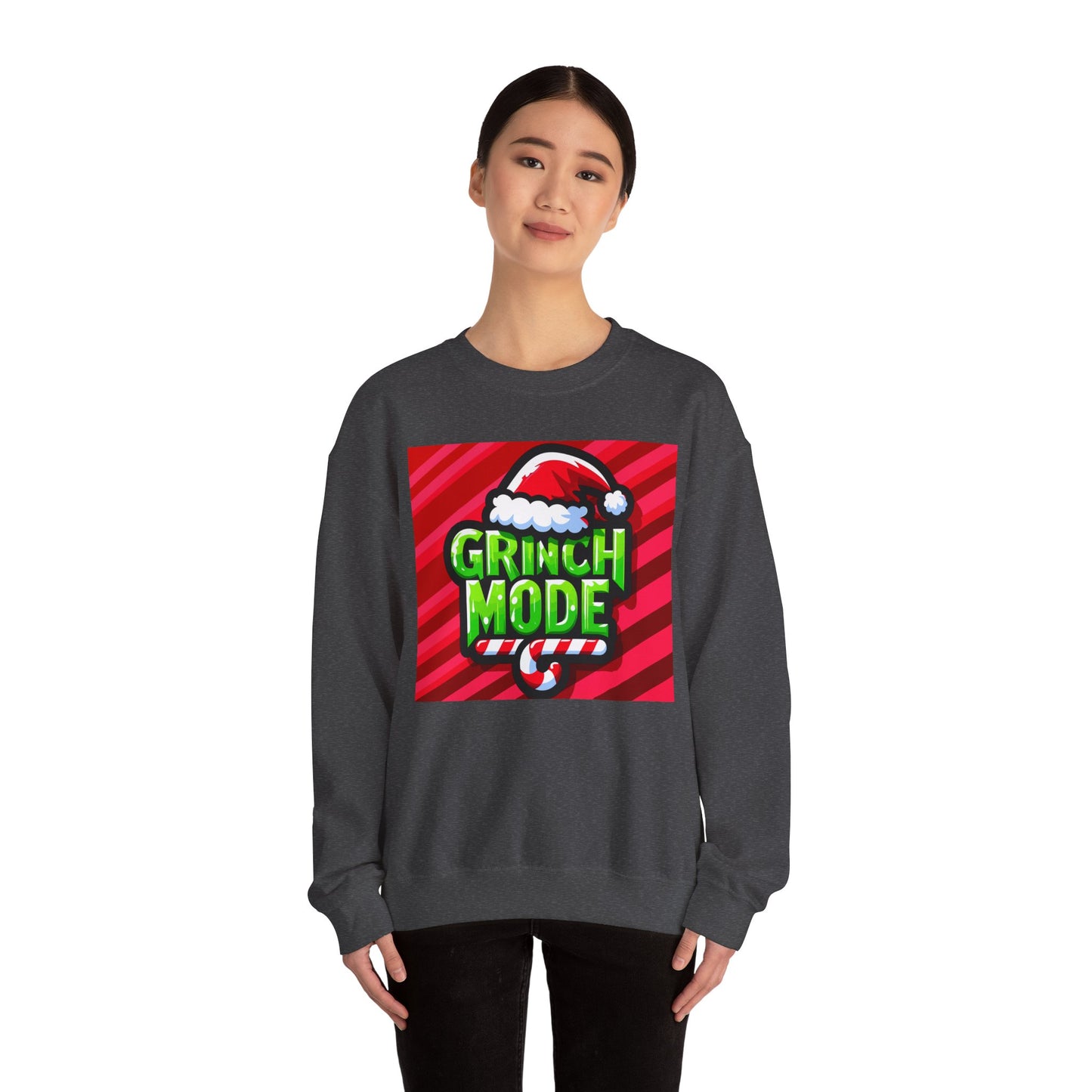 Grinch Mode Crewneck Sweatshirt, Christmas Attire, Holiday Sweatshirt, Festive Gift, Cozy Winter Wear, Funny Christmas Sweater - Riff Raff Wear
