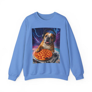 Pizza Party Bulldog Crewneck Sweatshirt - Fun & Cozy Unisex Gift - Riff Raff Wear
