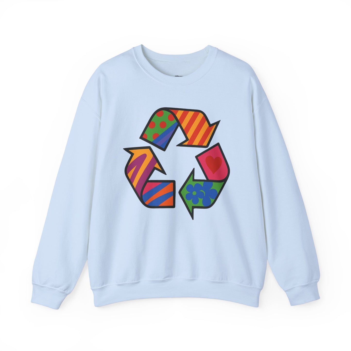 Eco-Friendly Graphic Sweatshirt - Unisex Heavy Blend™ Crewneck with Colorful Recycle Design - Riff Raff Wear
