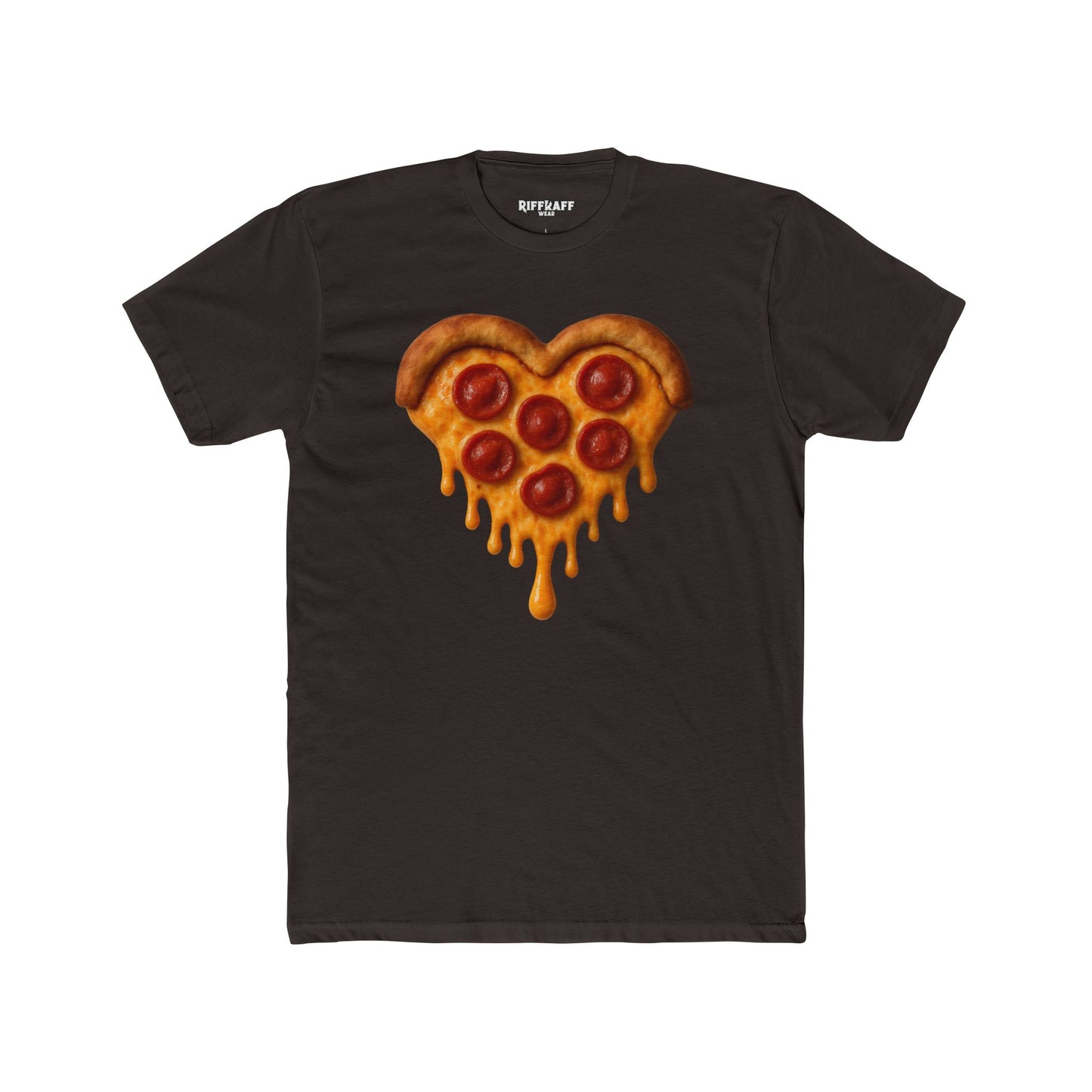 Heart-Shaped Pizza Unisex Cotton Crew Tee - Fun Foodie Apparel - Riff Raff Wear