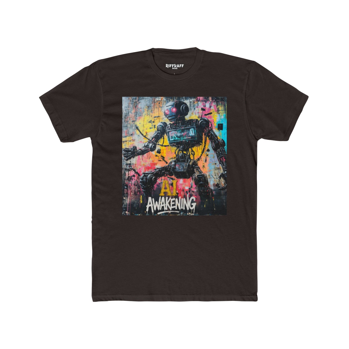 AI Awakening Unisex Cotton Crew Tee - Futuristic Art T-Shirt - Riff Raff Wear