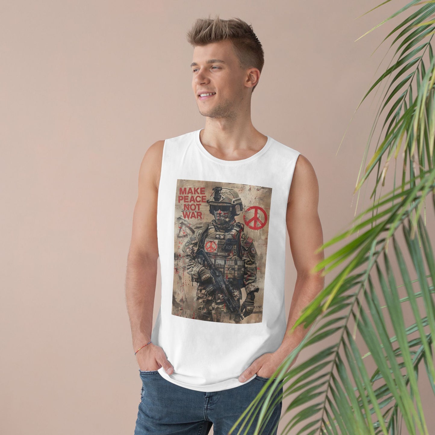 Make Peace Not War Unisex Tank Top - Casual Military-Inspired Tee - Riff Raff Wear