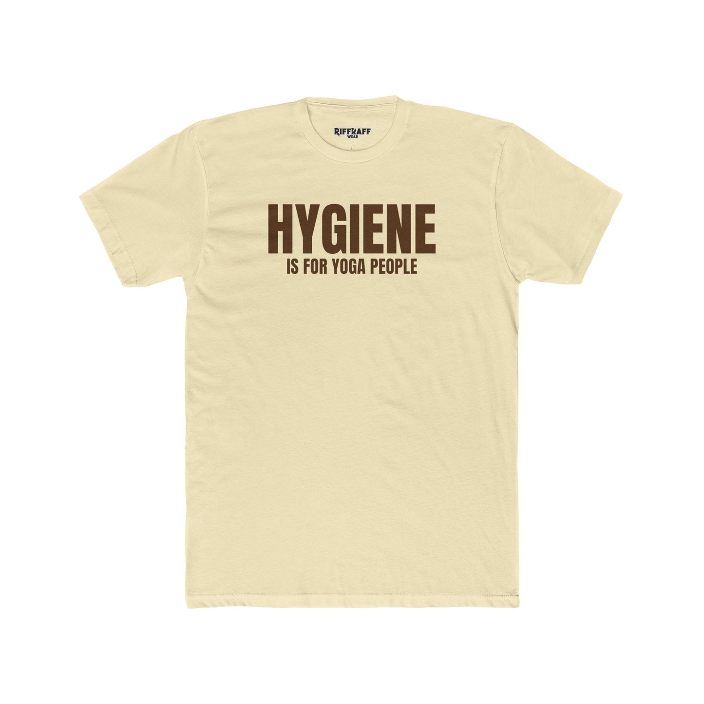 Funny Yoga & Gym Unisex Cotton Crew Tee - 'Hygiene is for Yoga People' & 'Lift. Sweat. Rack.' - Riff Raff Wear