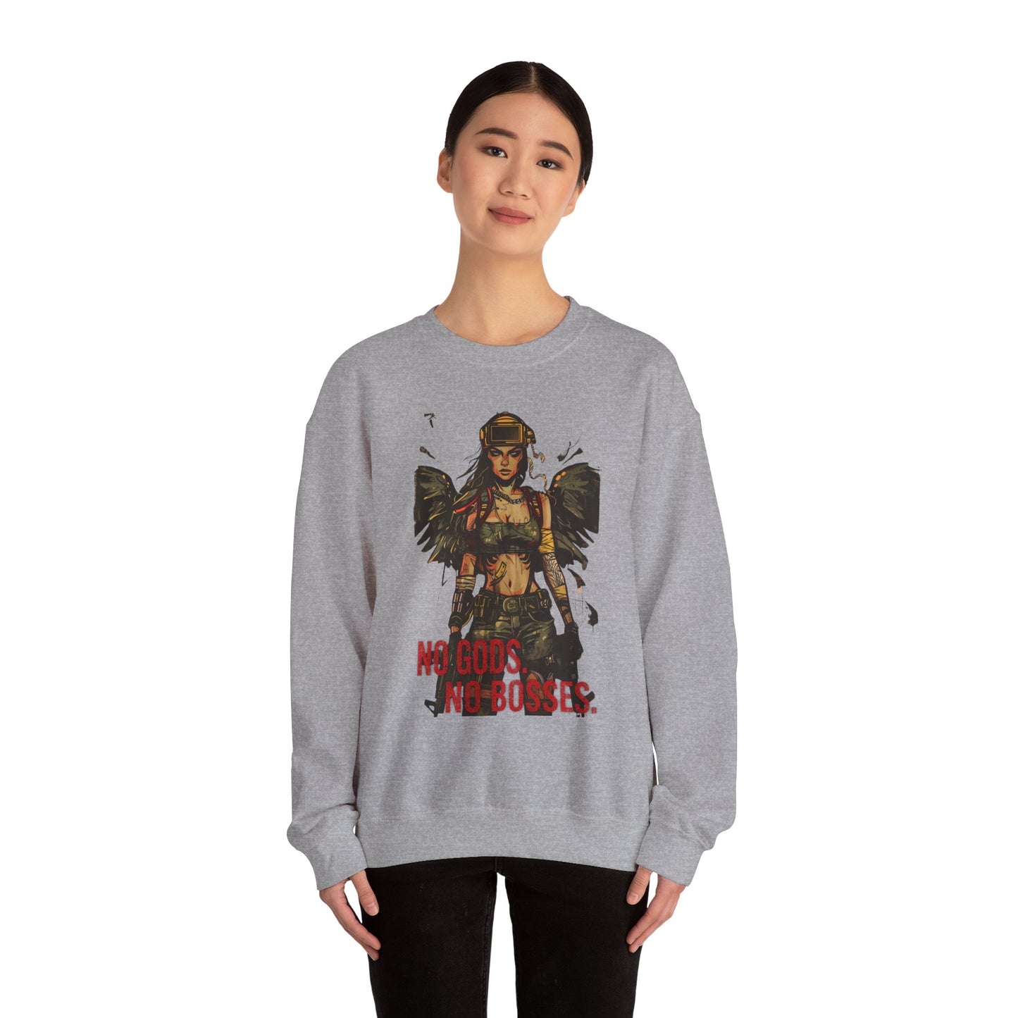 No Gods No Bosses Unisex Crewneck Sweatshirt - Empowering Streetwear for Rebels - Riff Raff Wear