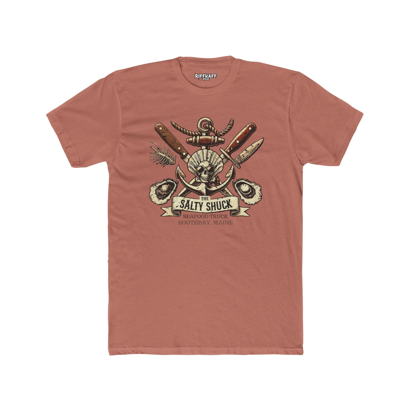 Salty Shuck Seafood Truck Crew Tee | Vintage Inspired Unisex Cotton T-Shirt - Riff Raff Underground