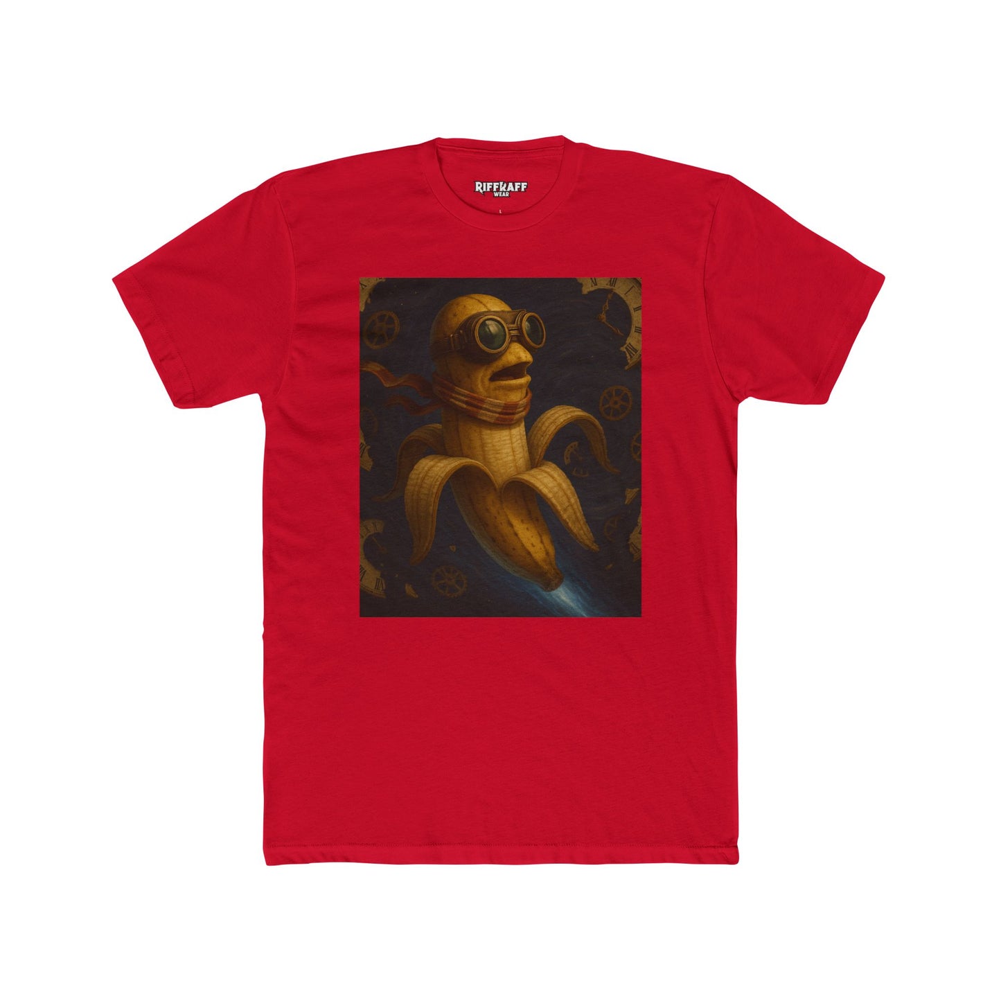 Whimsical Banana Time Traveler Unisex Cotton Crew Tee – Fun & Unique Graphic T-Shirt - Riff Raff Wear
