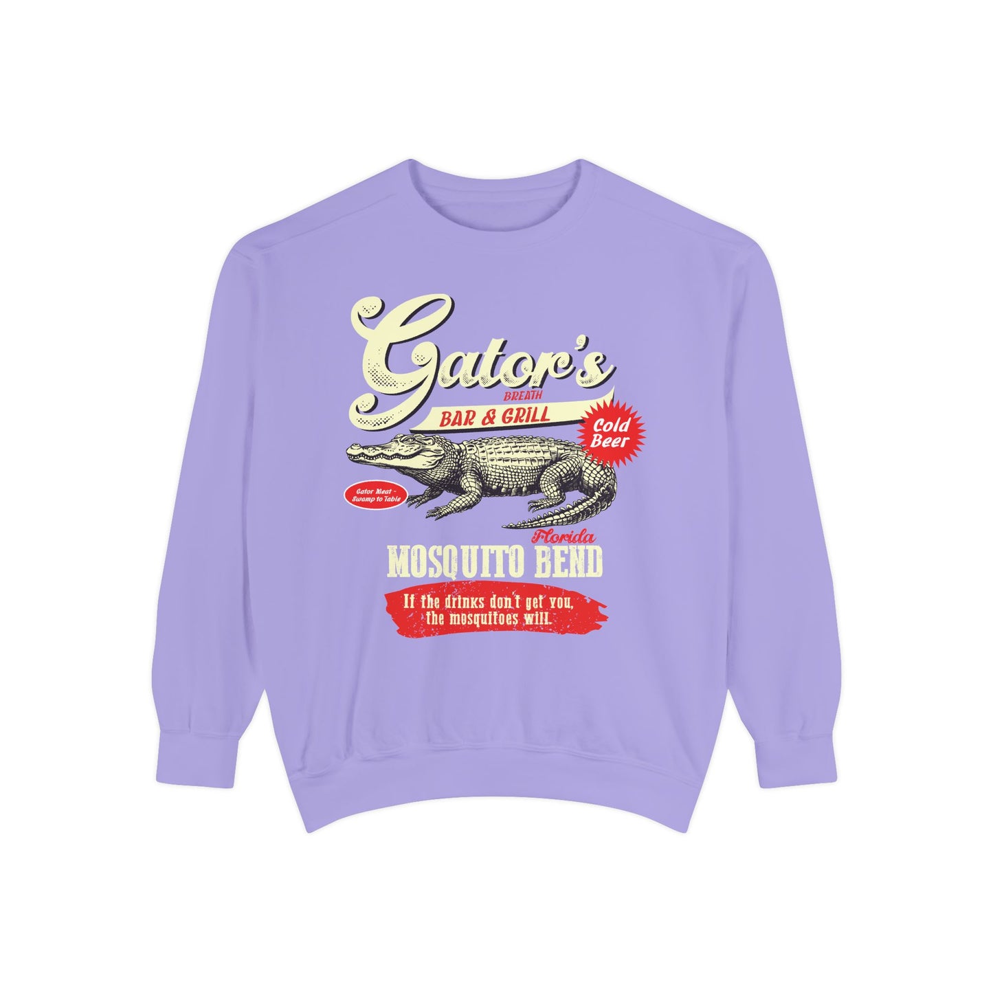 Funny Gator's Bar & Grill Sweatshirt | Unisex Garment-Dyed Crewneck - Riff Raff Wear