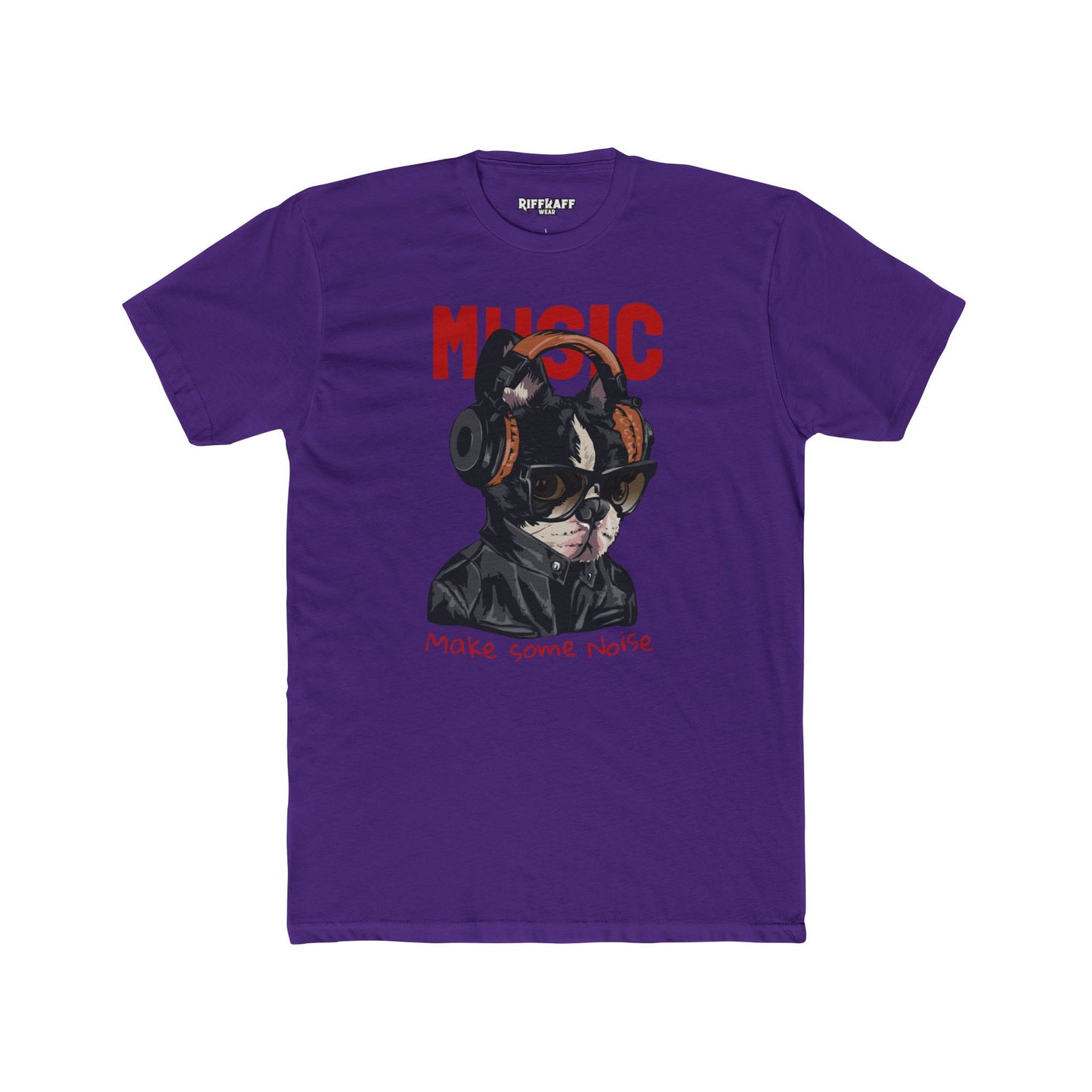 PetNique - Cool Dog Music Crew Tee - Unisex Cotton T-Shirt for Dog Lovers and Music Enthusiasts - Riff Raff Wear