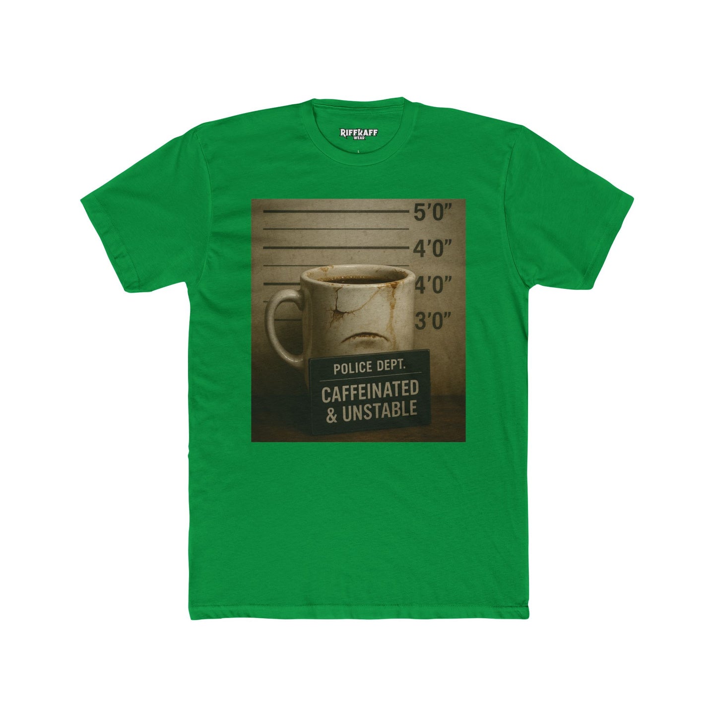 Caffeinated & Unstable Unisex Cotton Crew Tee - Perfect Gift for Coffee Lovers - Riff Raff Wear
