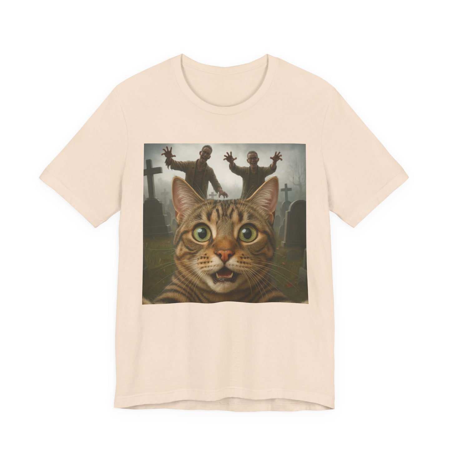 Zombie Cat Halloween Tee, Cute Cat Shirt, Unisex Graphic Tee, Funny Pet Lover Gift, Halloween Costume Top - Riff Raff Wear