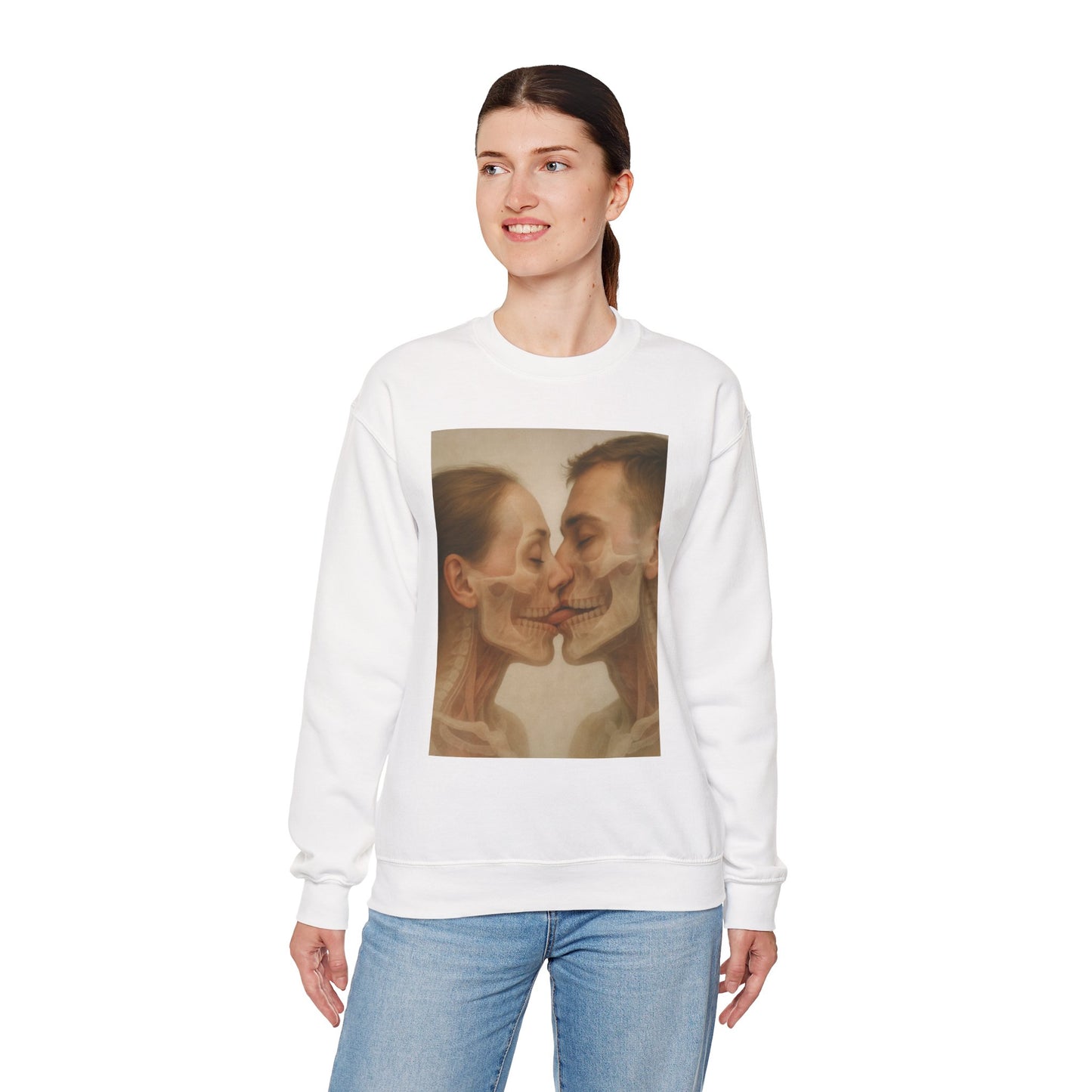 Romantic Skull Art Sweatshirt - Unisex Cozy Crewneck for Couples, Halloween, Gift Idea, Unique Sweatshirt, Trendy Layering - Riff Raff Wear