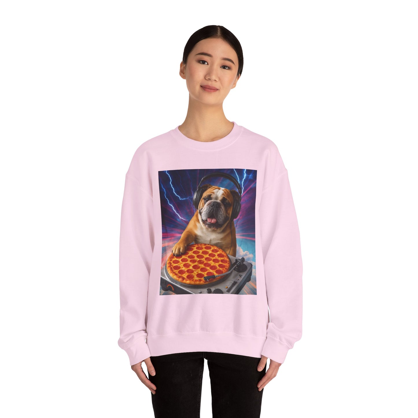 Pizza Party Bulldog Crewneck Sweatshirt - Fun & Cozy Unisex Gift - Riff Raff Wear