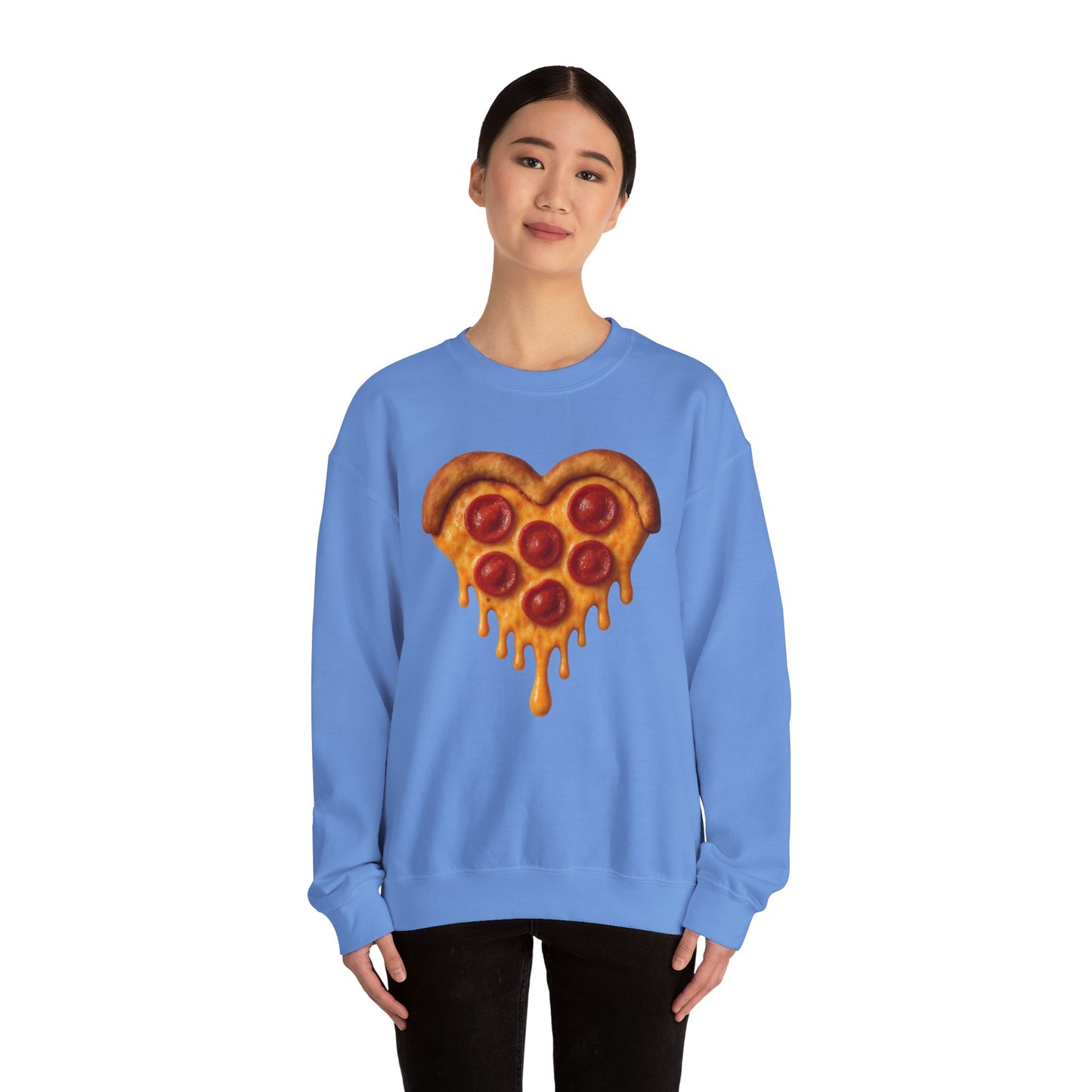 Heart-Shaped Pizza Sweatshirt - Unisex Cozy Crewneck for Food Lovers - Riff Raff Wear