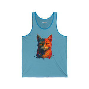Colorful Cat Unisex Jersey Tank - Vibrant Graphic Tee for Animal Lovers - Riff Raff Wear