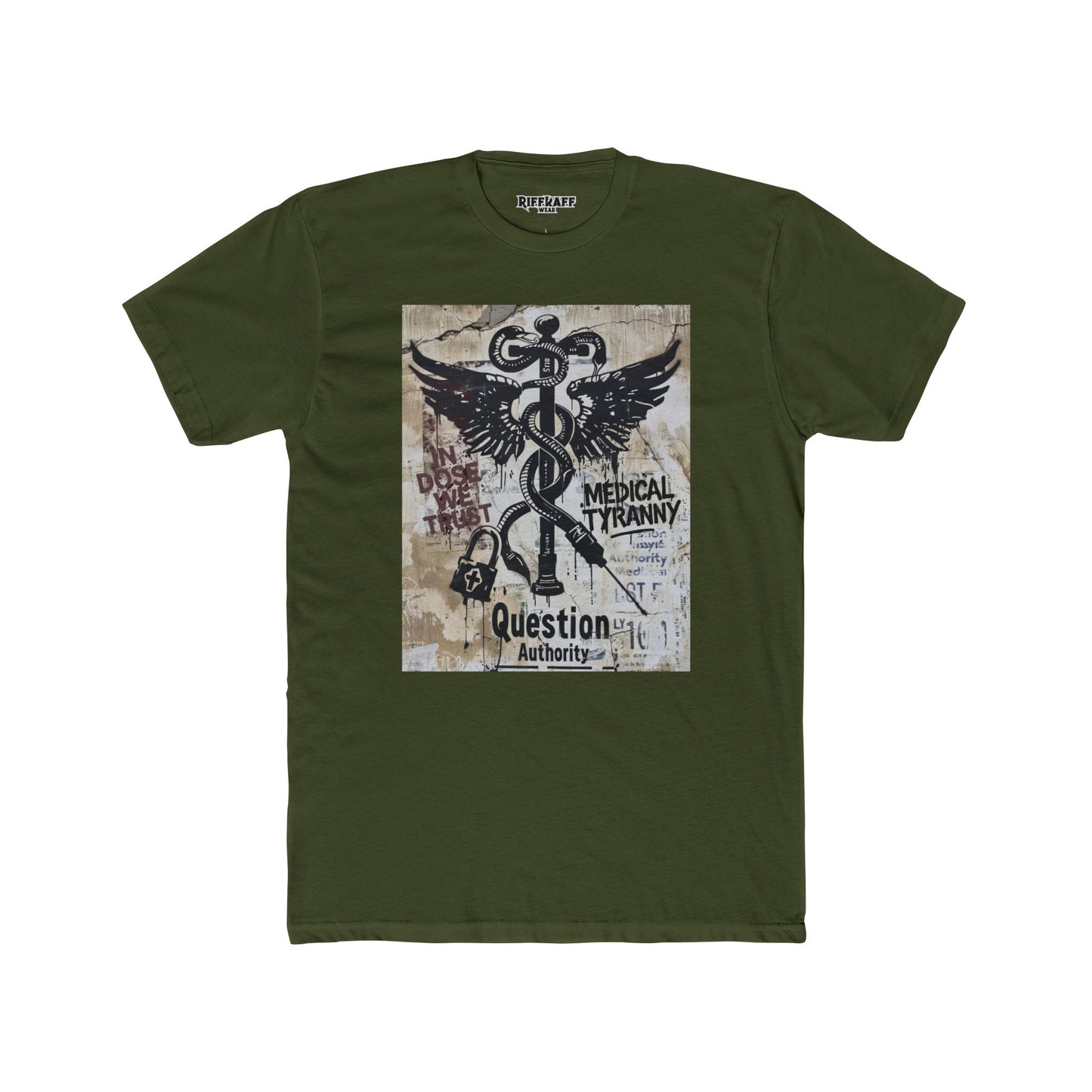 Unisex Cotton Crew Tee - Question Authority Free Thinkers Political Art - Riff Raff Wear