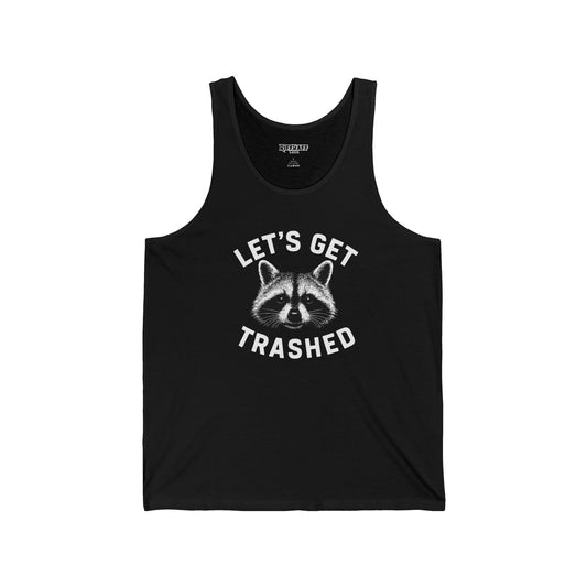 Funny Raccoon Tank Top - "Let's Get Trashed" Unisex Jersey Tank - Riff Raff Wear