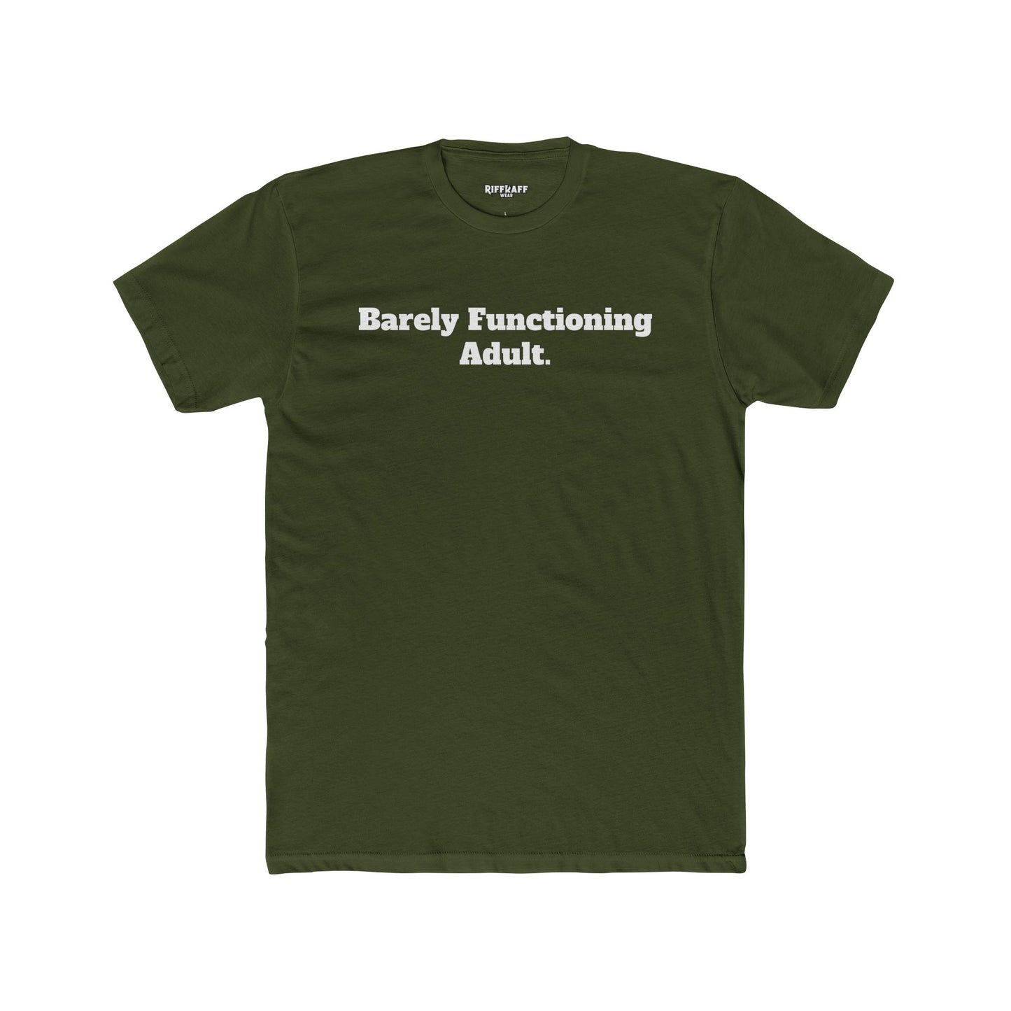 Humorous Unisex Cotton Crew Tee - "Barely Functioning Adult" - Riff Raff Wear