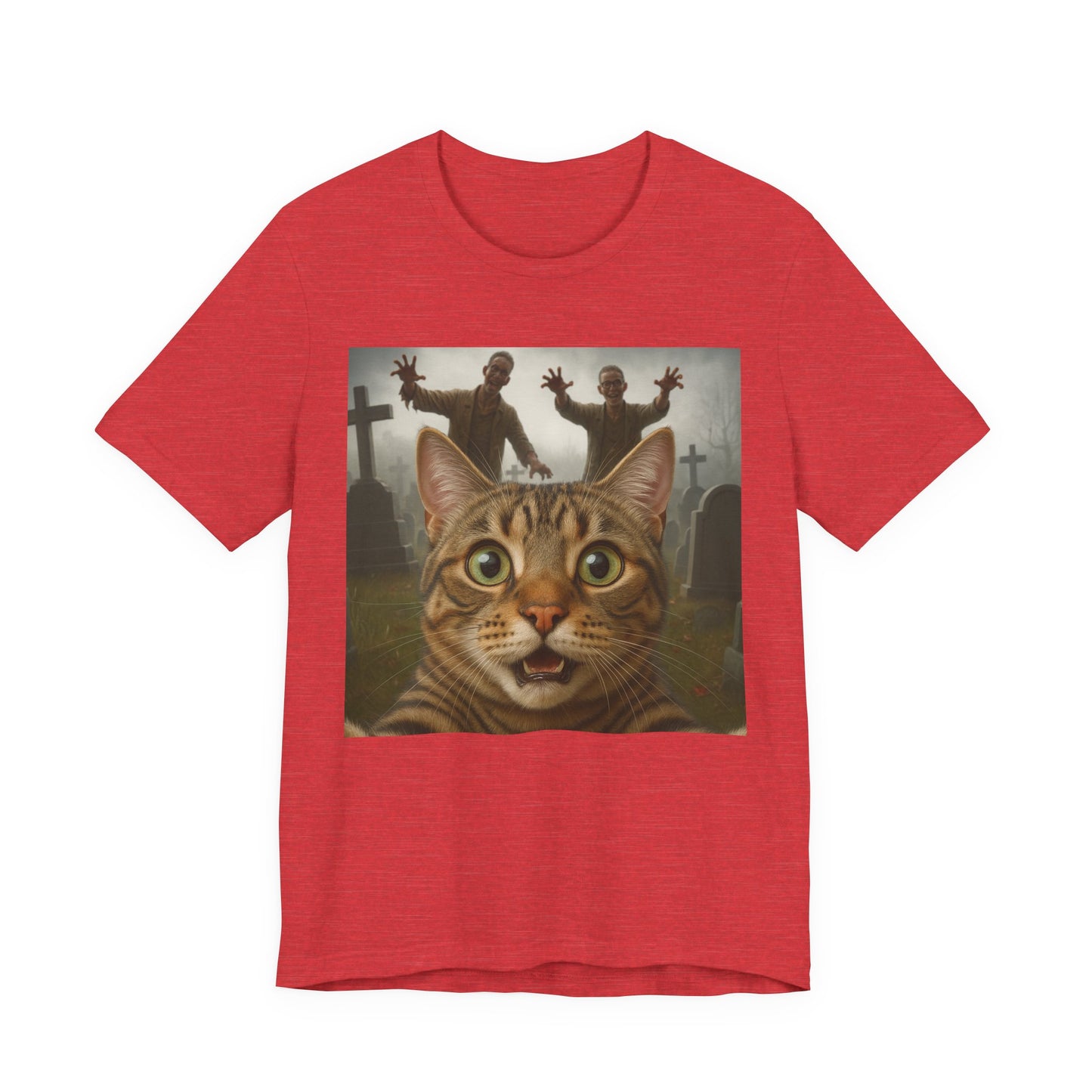Zombie Cat Halloween Tee, Cute Cat Shirt, Unisex Graphic Tee, Funny Pet Lover Gift, Halloween Costume Top - Riff Raff Wear