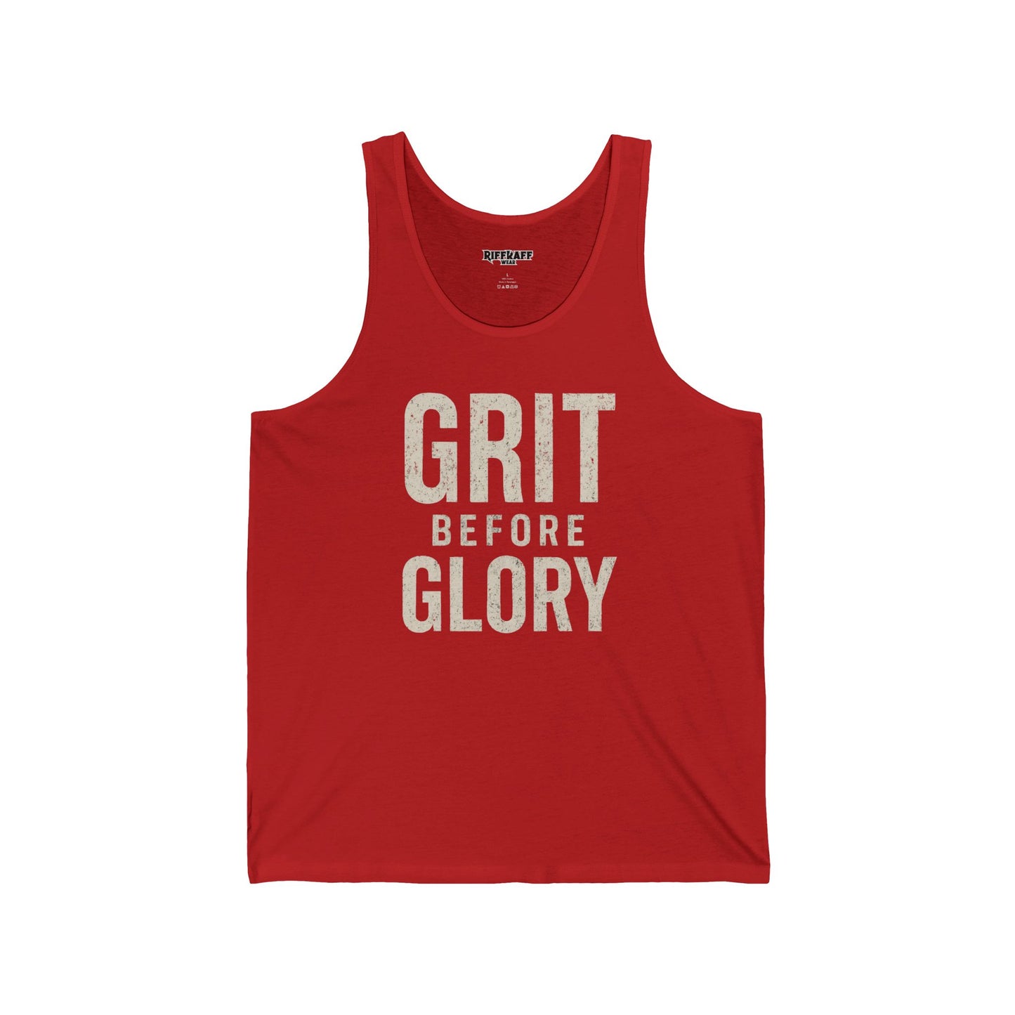 Grit Before Glory Unisex Jersey Tank - Motivational Workout Apparel - Fitness - Riff Raff Wear